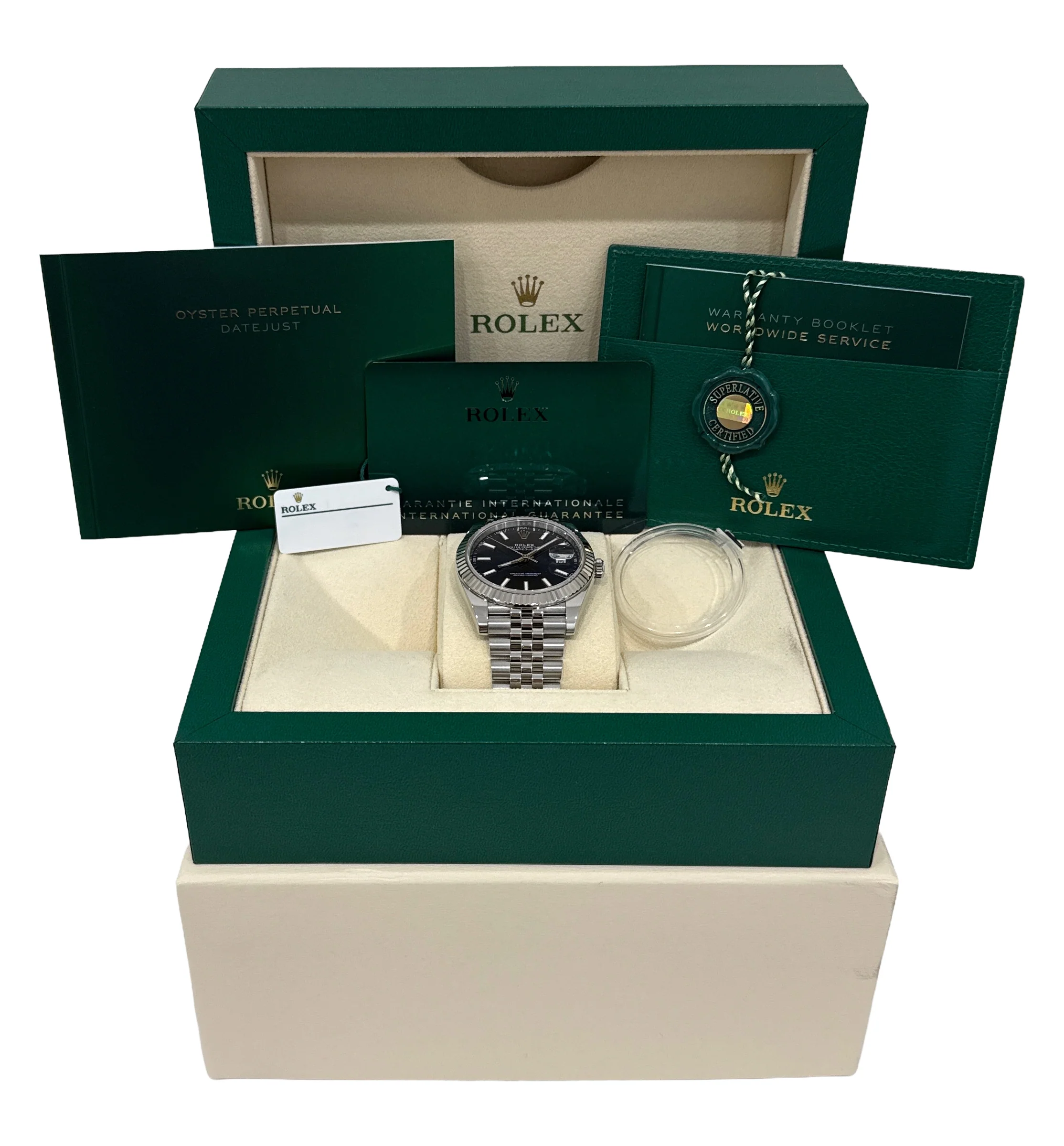 2022 PAPERS Rolex DateJust 41 BLUE 18K Gold Steel JUBILEE Fluted 41mm 126334 BOX - Image 2