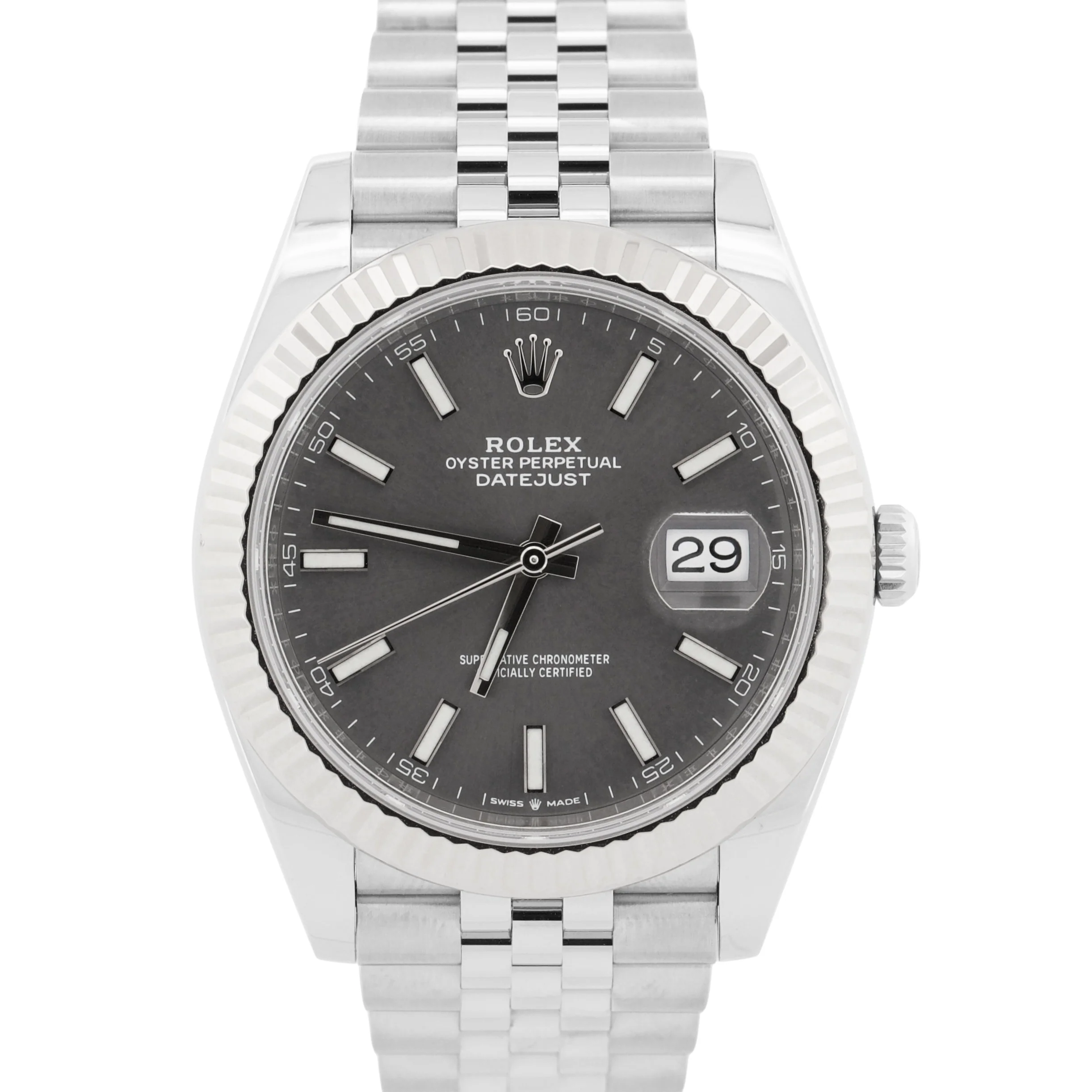 2022 PAPERS Rolex DateJust 41 RHODIUM 18K Gold Steel 41mm JUBILEE 126334 BOX