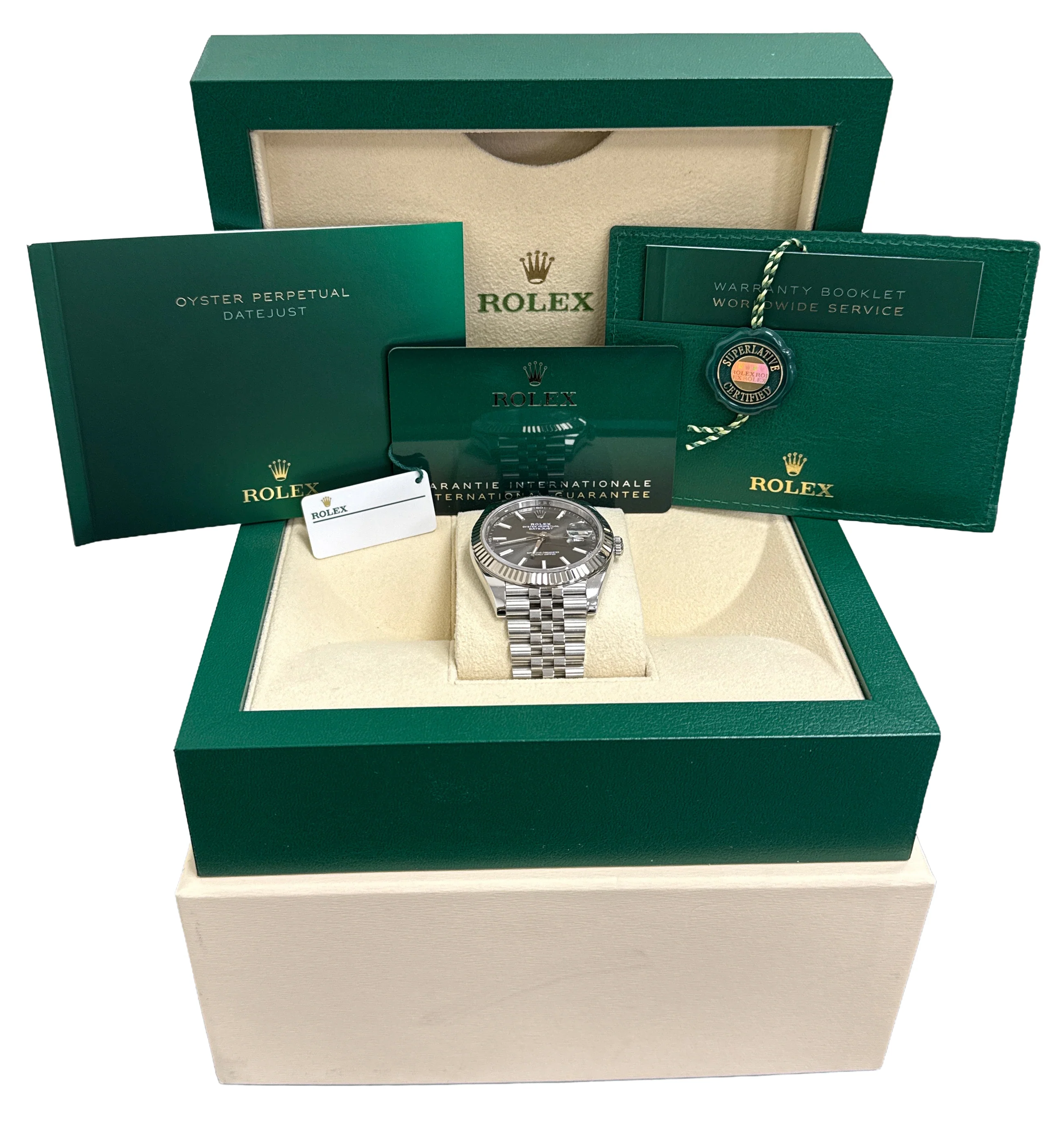 2022 PAPERS Rolex DateJust 41 RHODIUM 18K Gold Steel 41mm JUBILEE 126334 BOX - Image 2
