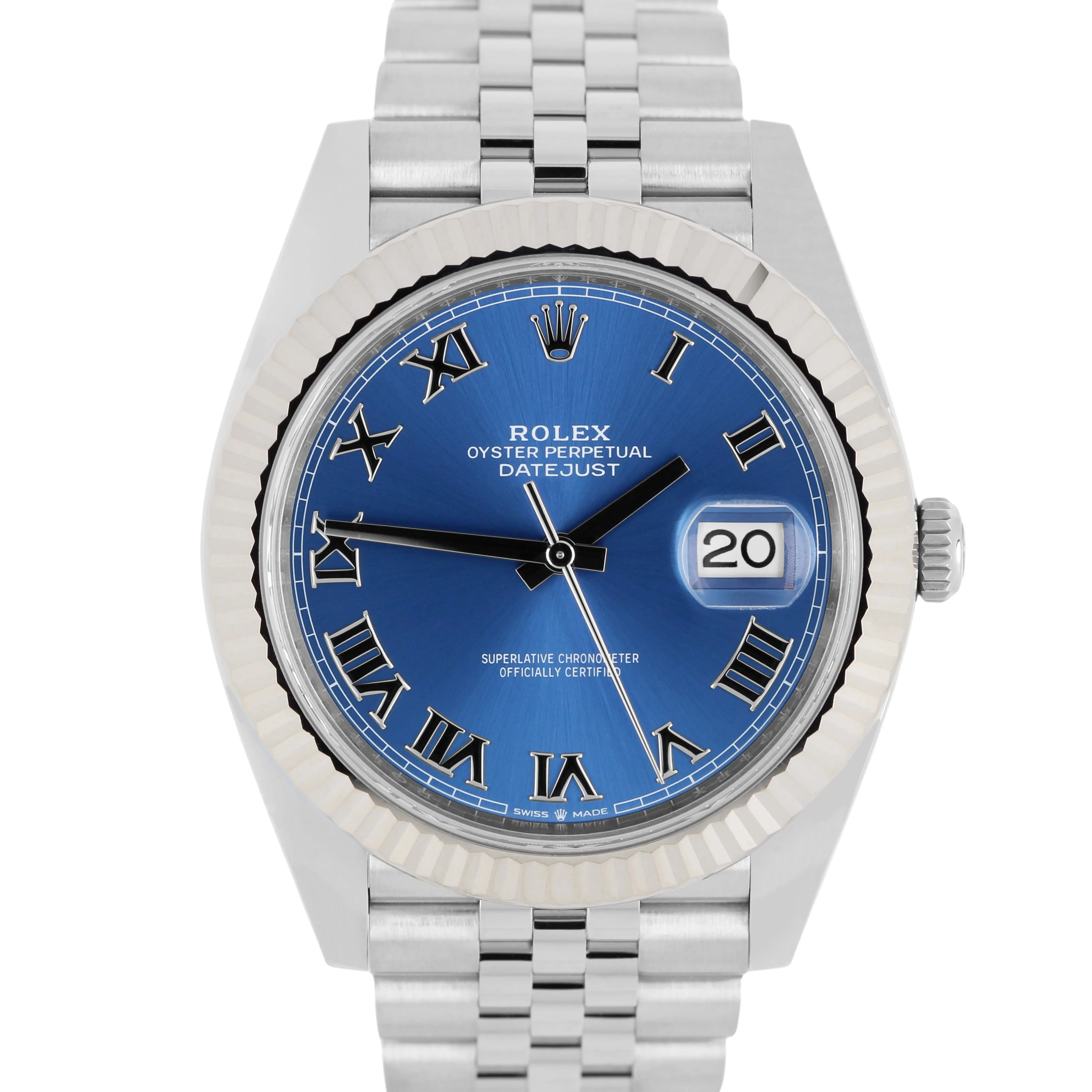 2022 PAPERS Rolex DateJust Steel AZZURRO Blue Roman 41mm 126334 Watch BOX