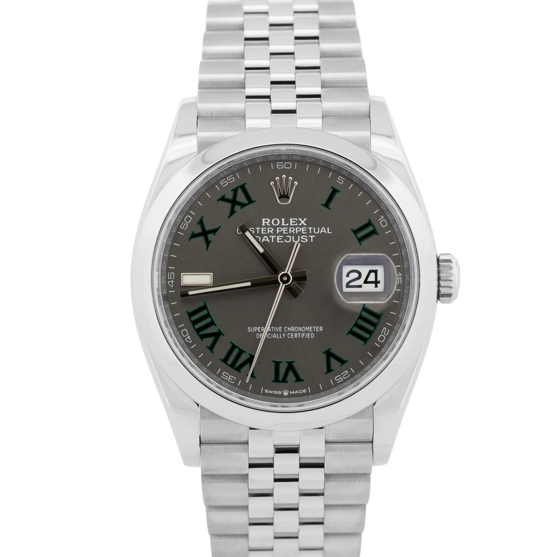 2022 PAPERS Rolex DateJust WIMBLEDON Rhodium Roman Steel JUBILEE 36mm 126200 BOX
