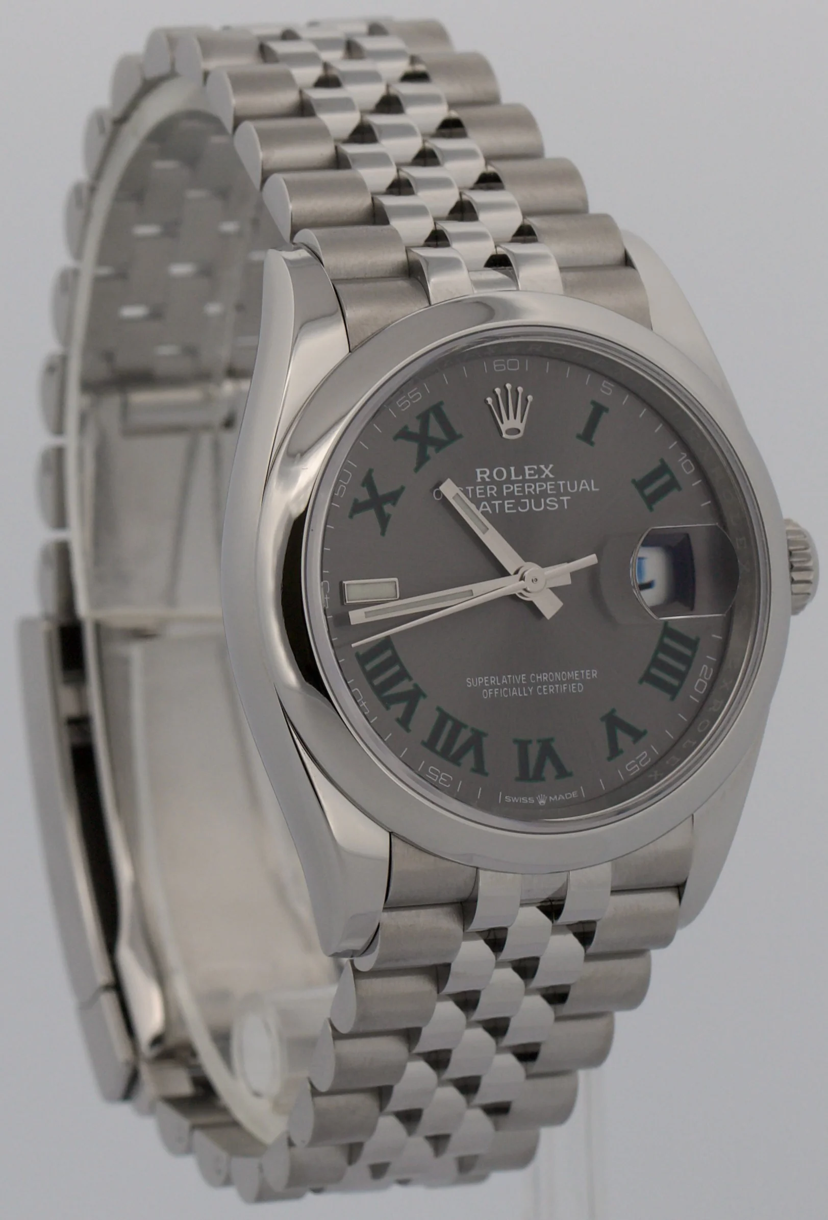 2022 PAPERS Rolex DateJust WIMBLEDON Rhodium Roman Steel JUBILEE 36mm 126200 BOX - Image 4