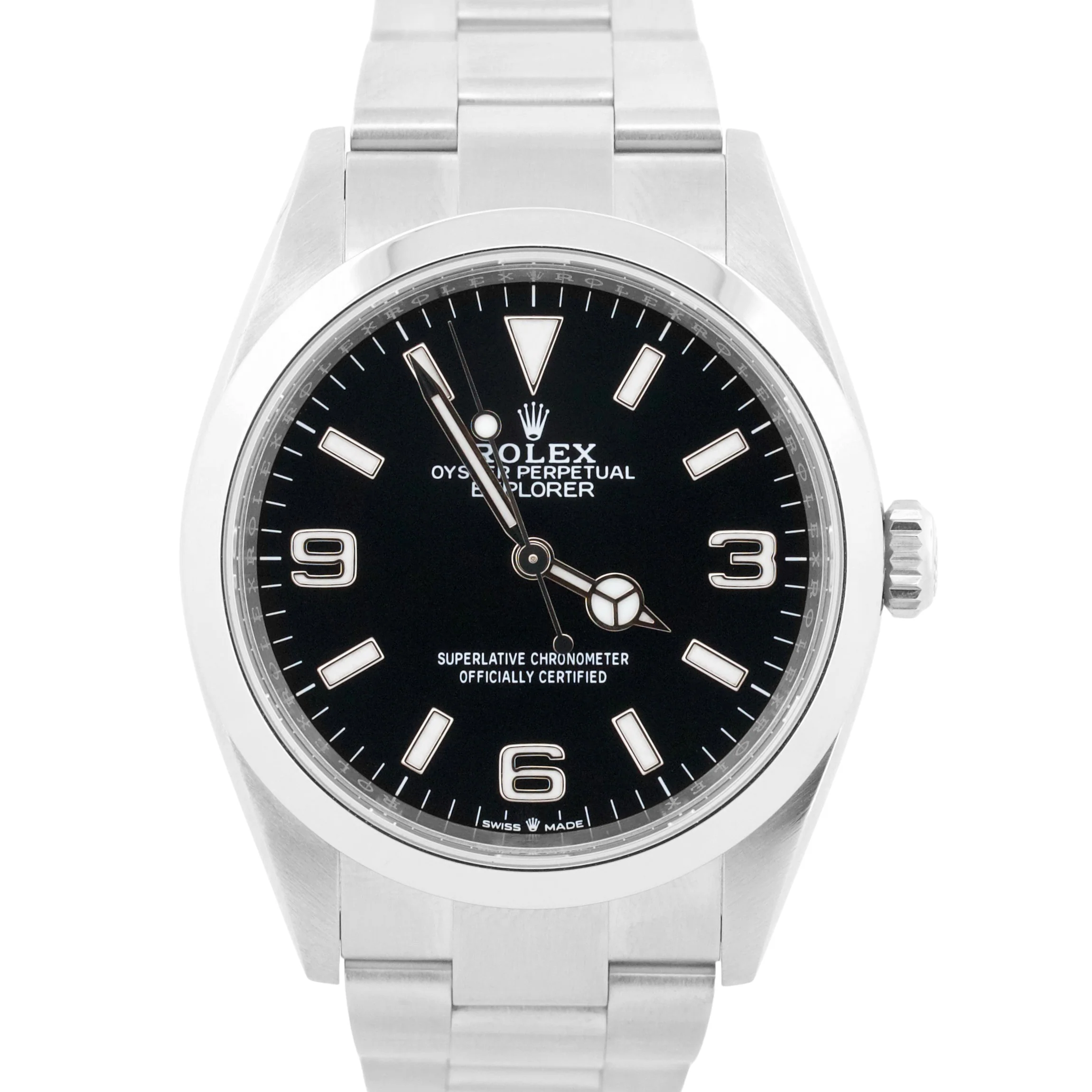 2022 PAPERS Rolex Explorer I BLACK 36mm Stainless Steel 3-6-9 Watch 124270 BOX