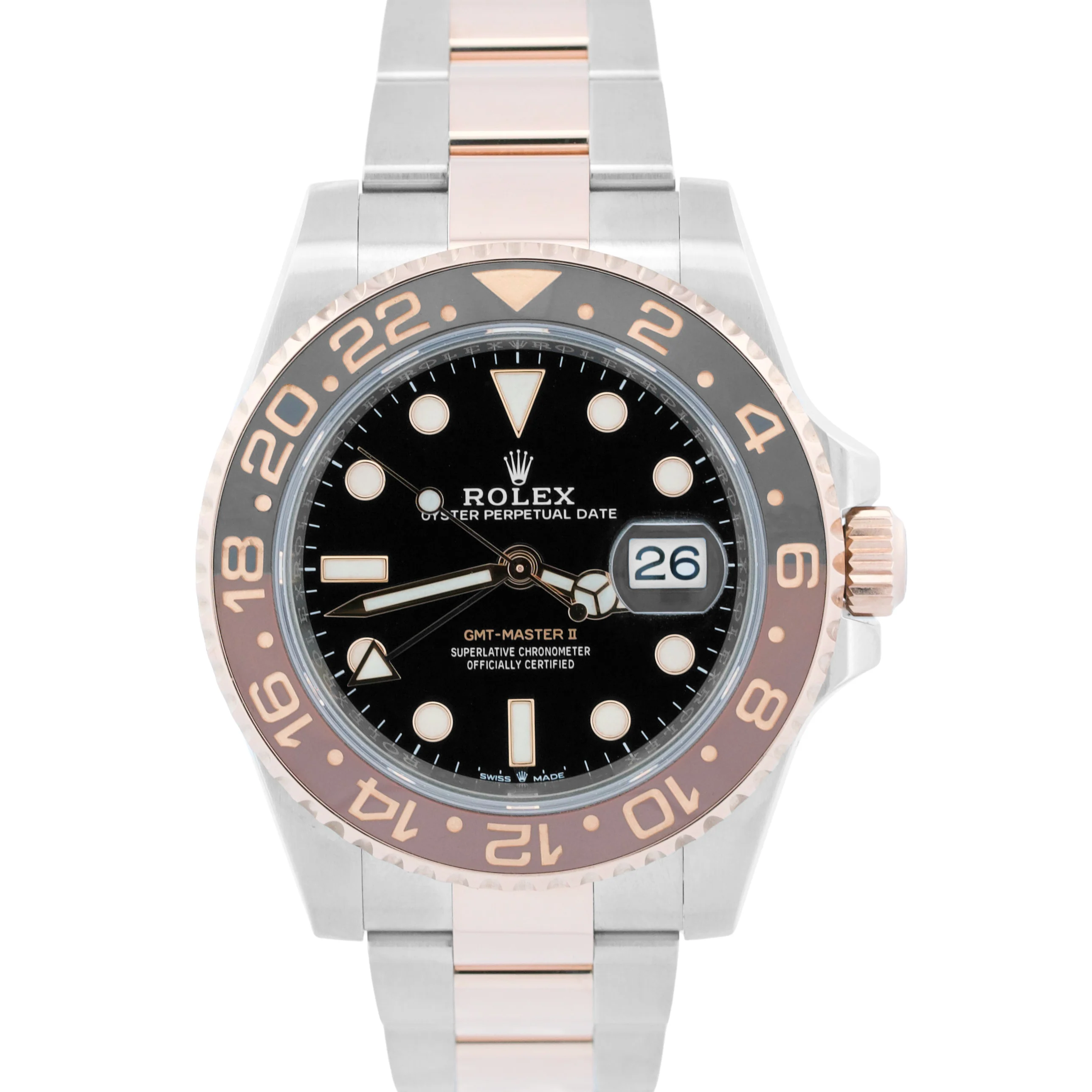 PAPERS Rolex GMT-Master II Two-Tone 18K Rose Gold ROOT-BEER 40mm 126711 CHNR BOX