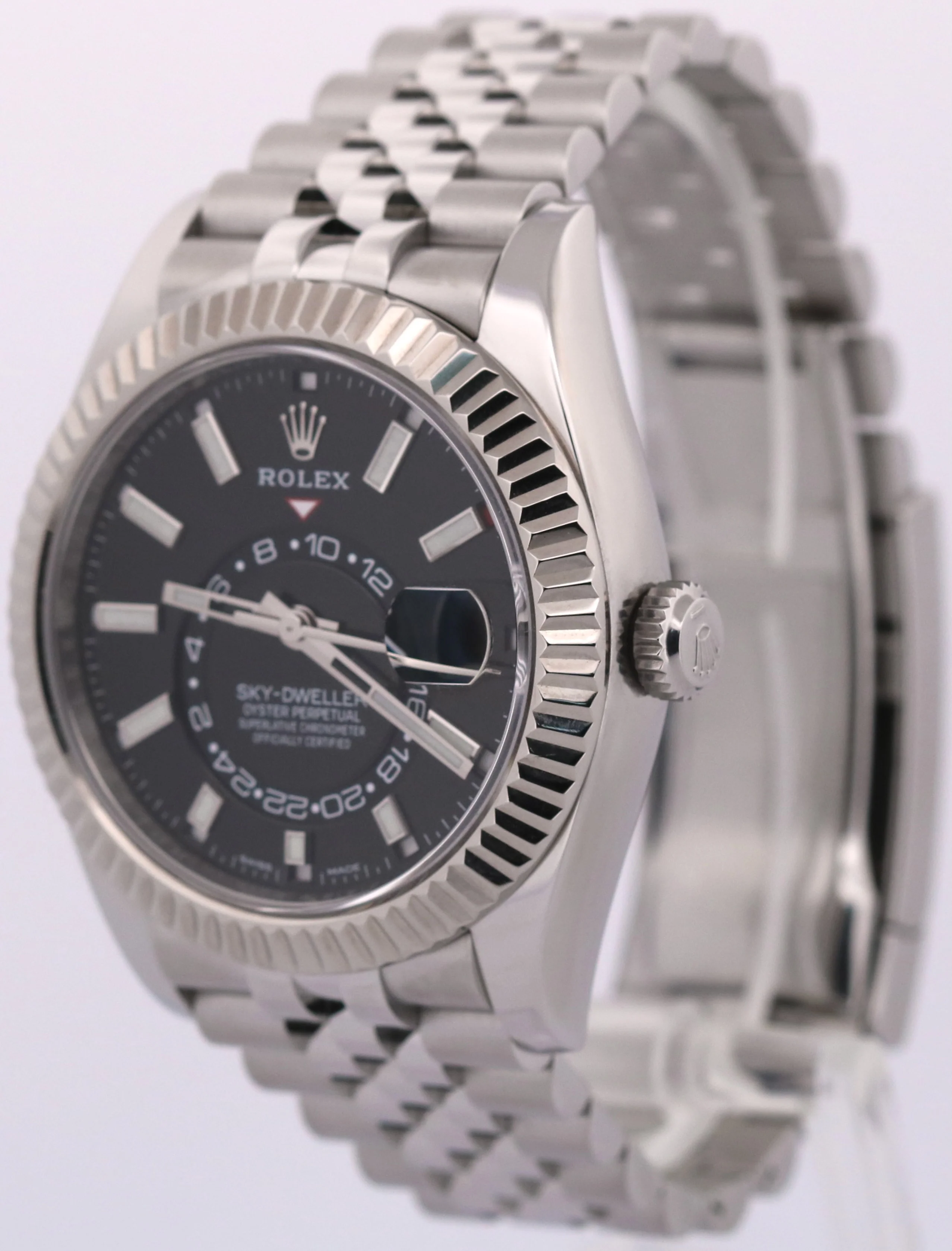 2022 PAPERS Rolex Sky-Dweller BLACK Steel 18K White Gold 42mm JUBILEE 326934 BOX - Image 3
