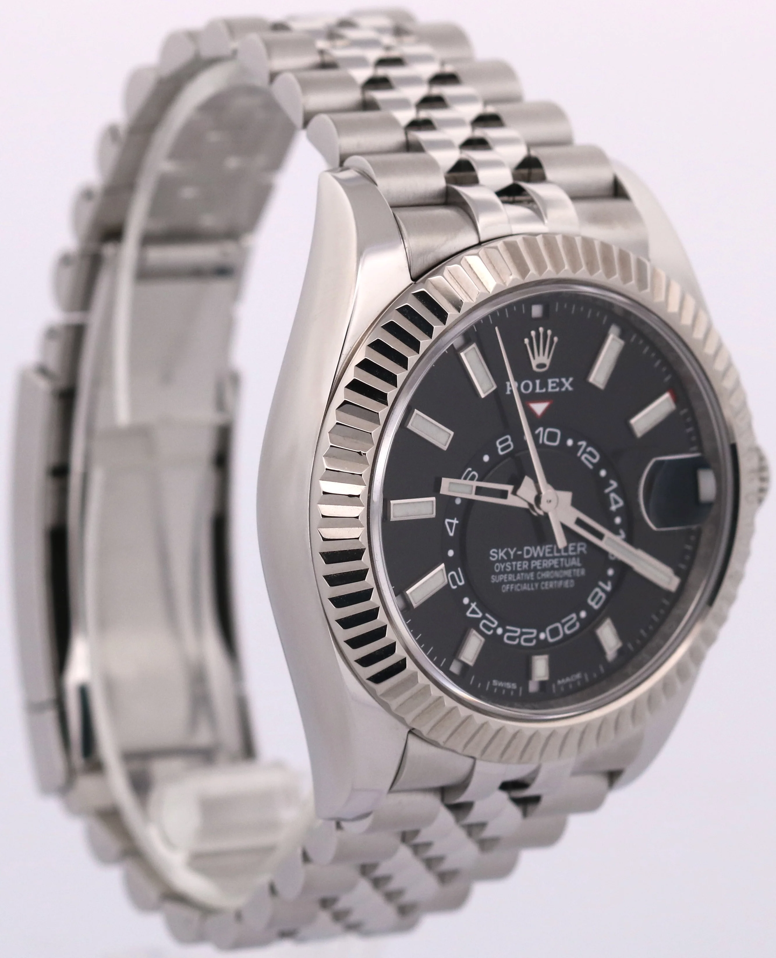 2022 PAPERS Rolex Sky-Dweller BLACK Steel 18K White Gold 42mm JUBILEE 326934 BOX - Image 4