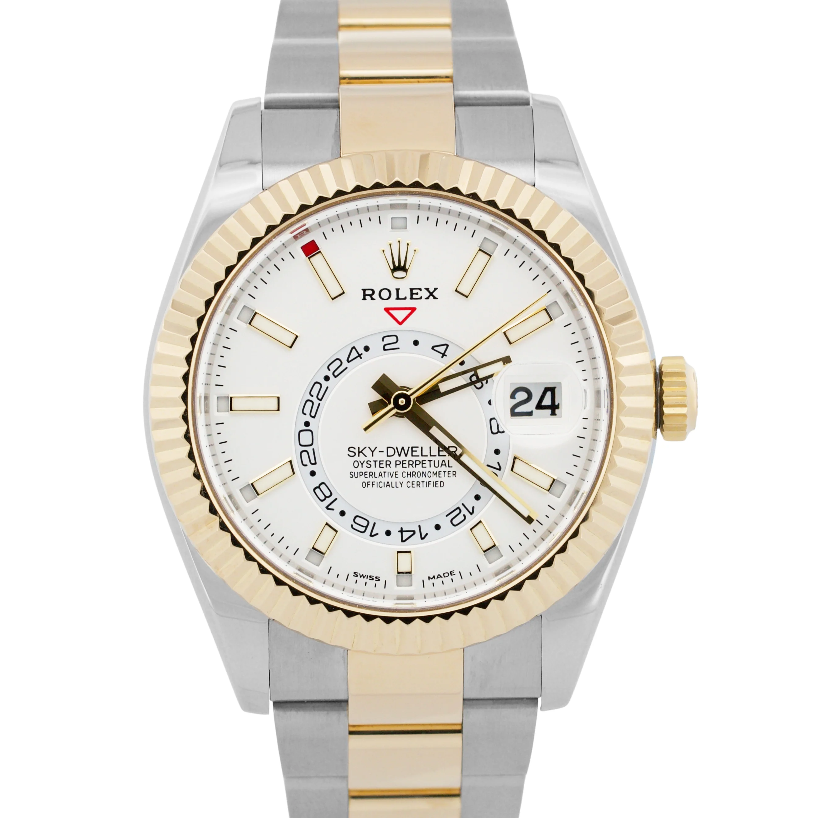 2022 PAPERS Rolex Sky-Dweller WHITE 18K Gold Stainless OYSTER 42mm 326933 BOX