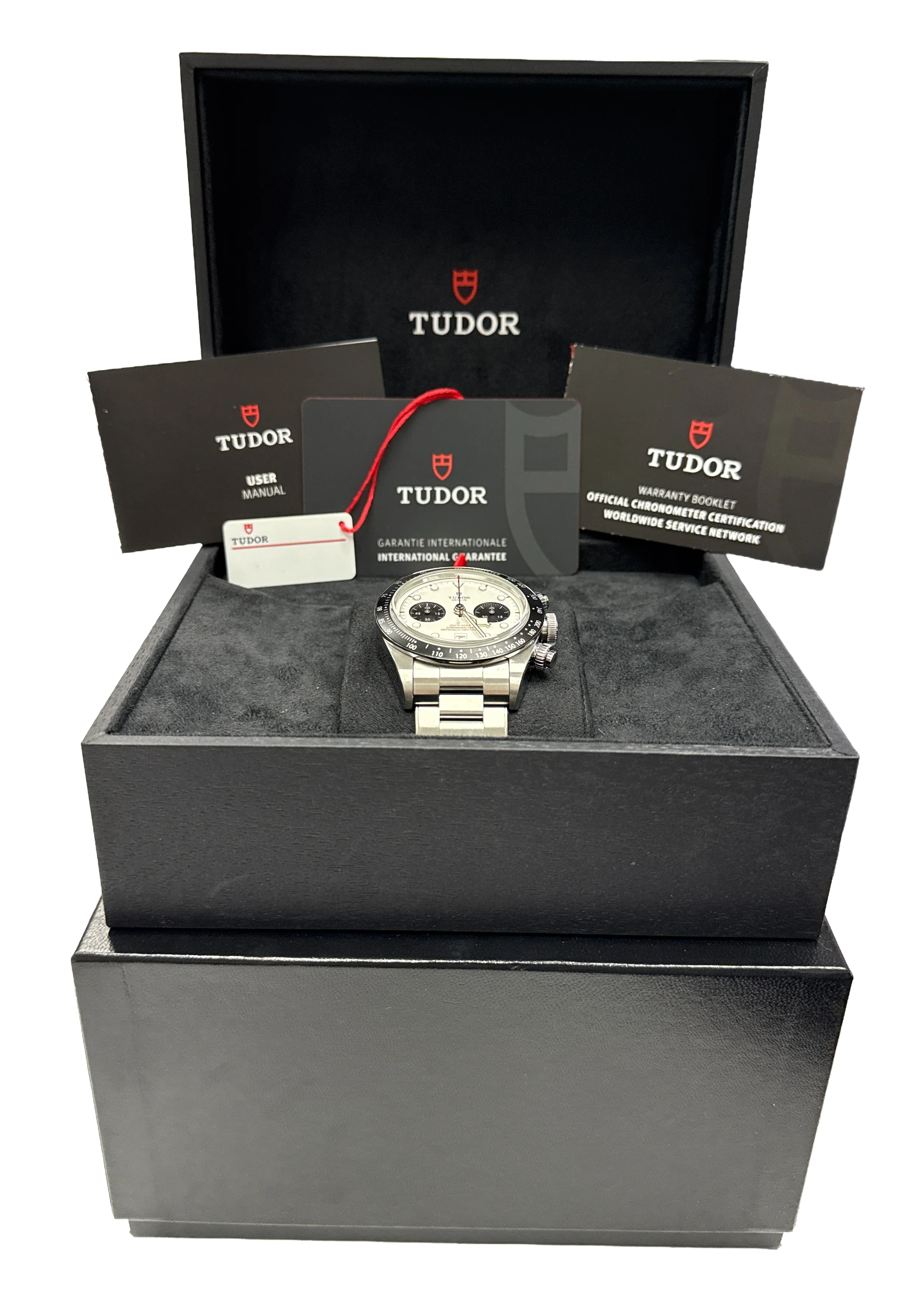 2022 PAPERS Tudor Black Bay Chrono 41mm PANDA White Stainless Watch 79360 BOX - Image 2
