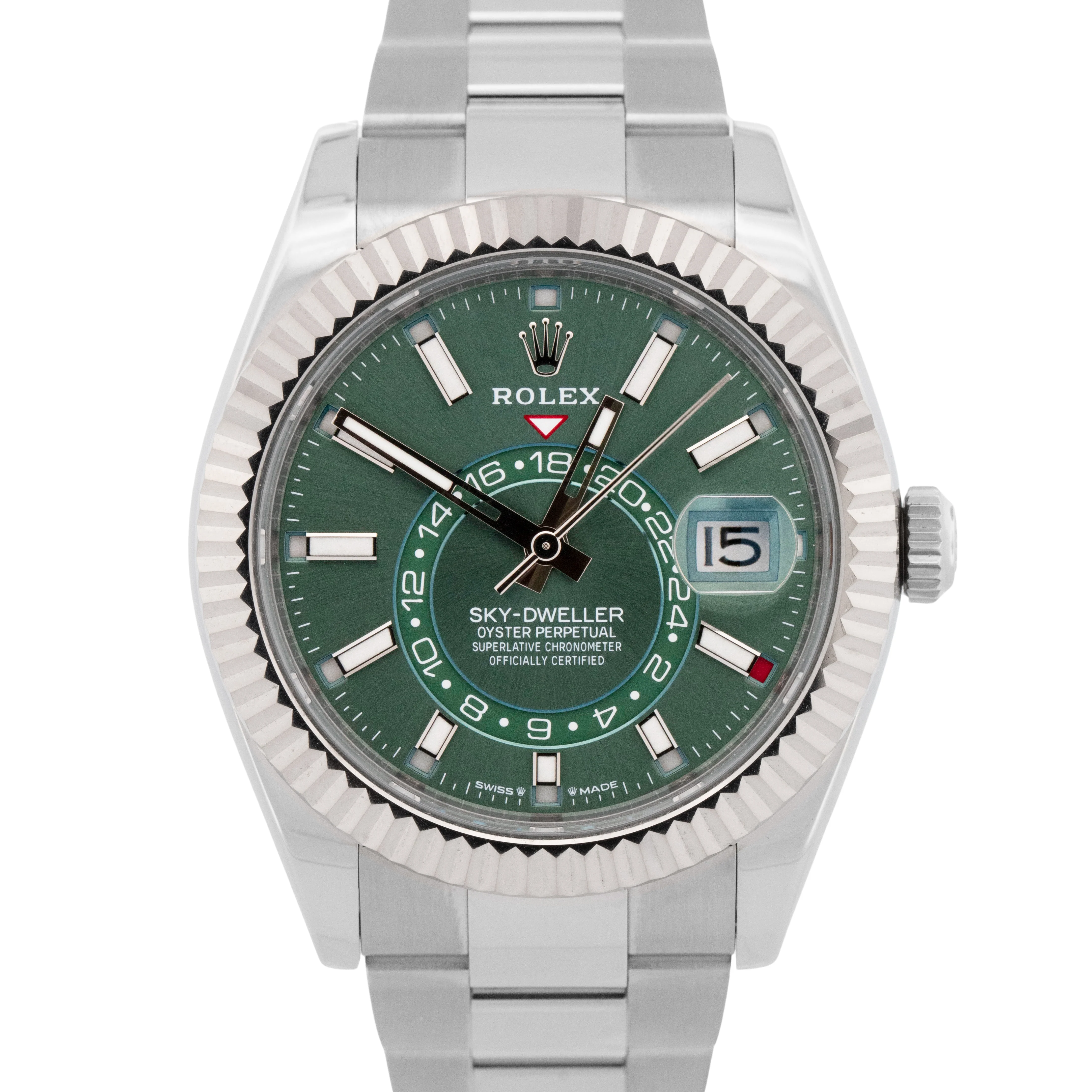 2023 NEW PAPERS Rolex Sky-Dweller GREEN 18K Gold Steel Oyster 42mm 336934 BOX