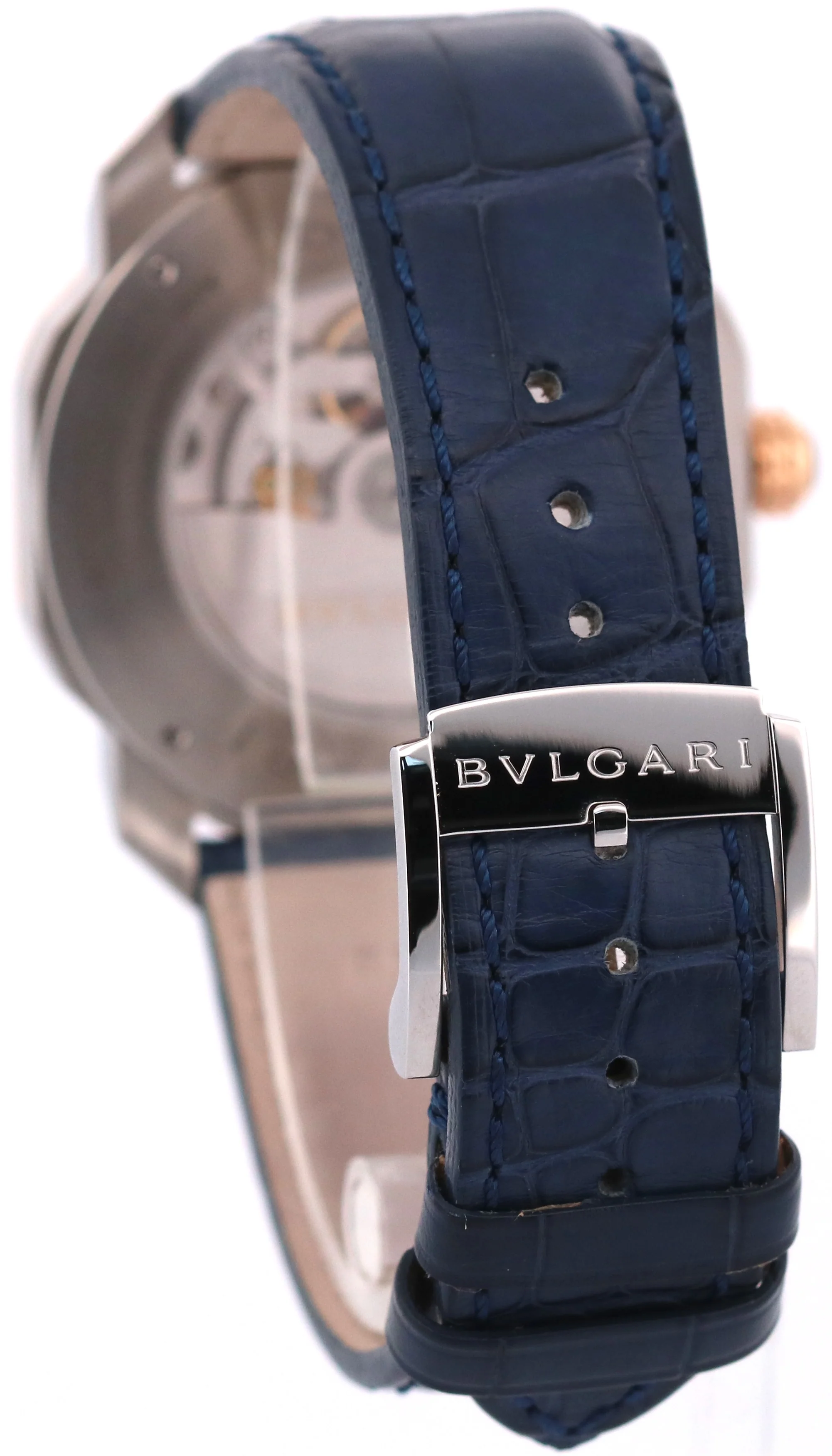 2023 PAPERS BVLGARI Bulgari Octo Roma BLUE 31mm 18K Rose Gold Steel 103205 BOX - Image 5