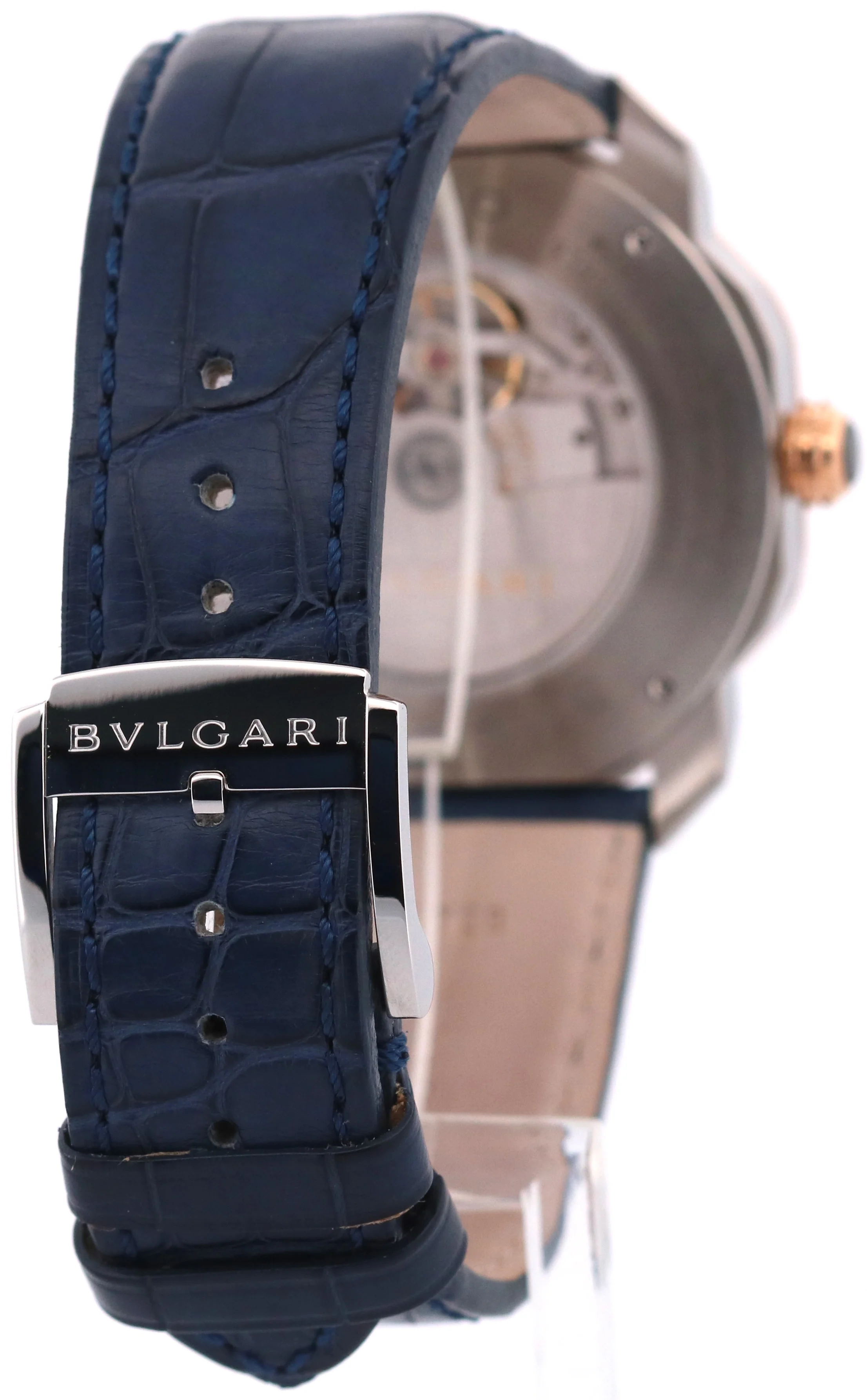 2023 PAPERS BVLGARI Bulgari Octo Roma BLUE 31mm 18K Rose Gold Steel 103205 BOX - Image 6