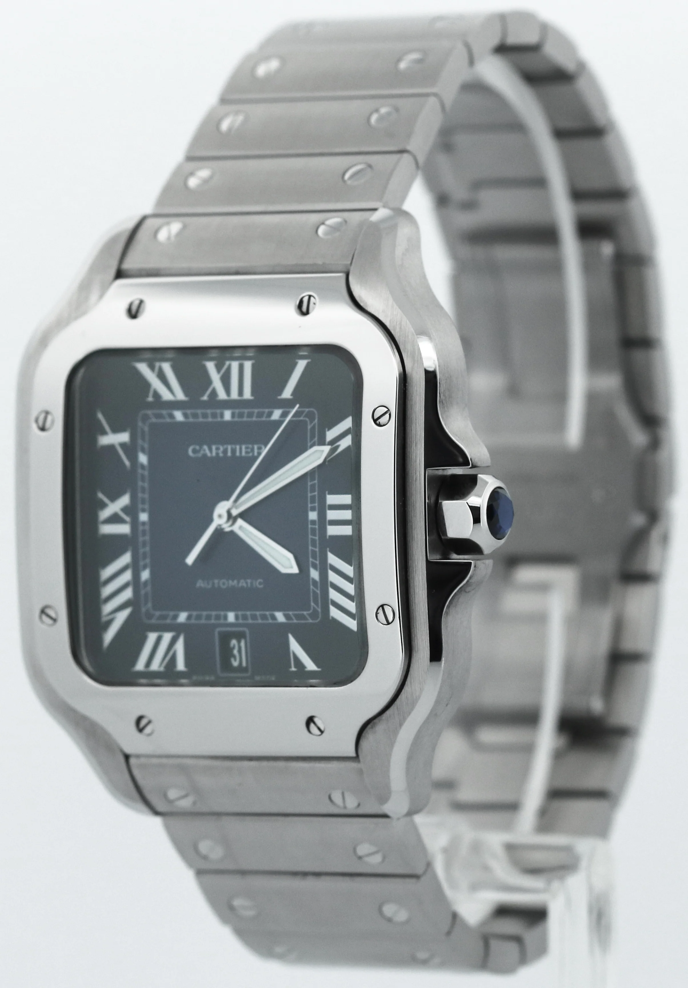 2023 PAPERS Cartier Santos 39.8mm BLUE 4072 WSSA0030 Stainless Steel Watch BOX - Image 3