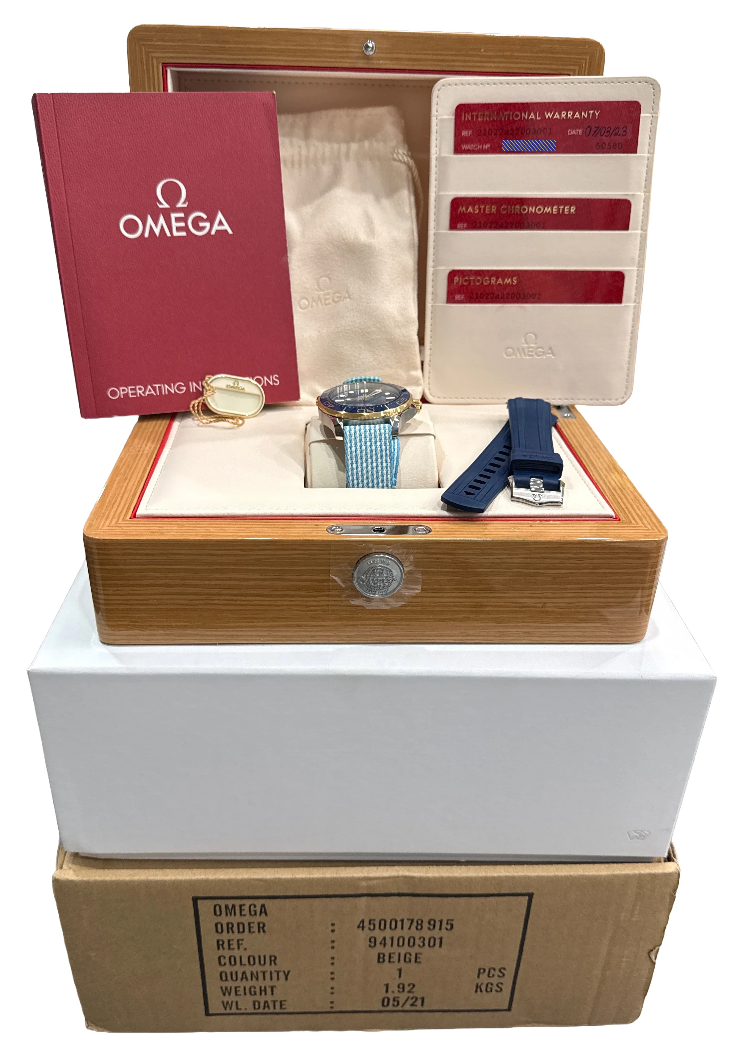 2023 PAPERS Omega Seamaster Diver 300M BLUE WAVE 42mm 210.22.42.20.03.001 BOX - Image 2