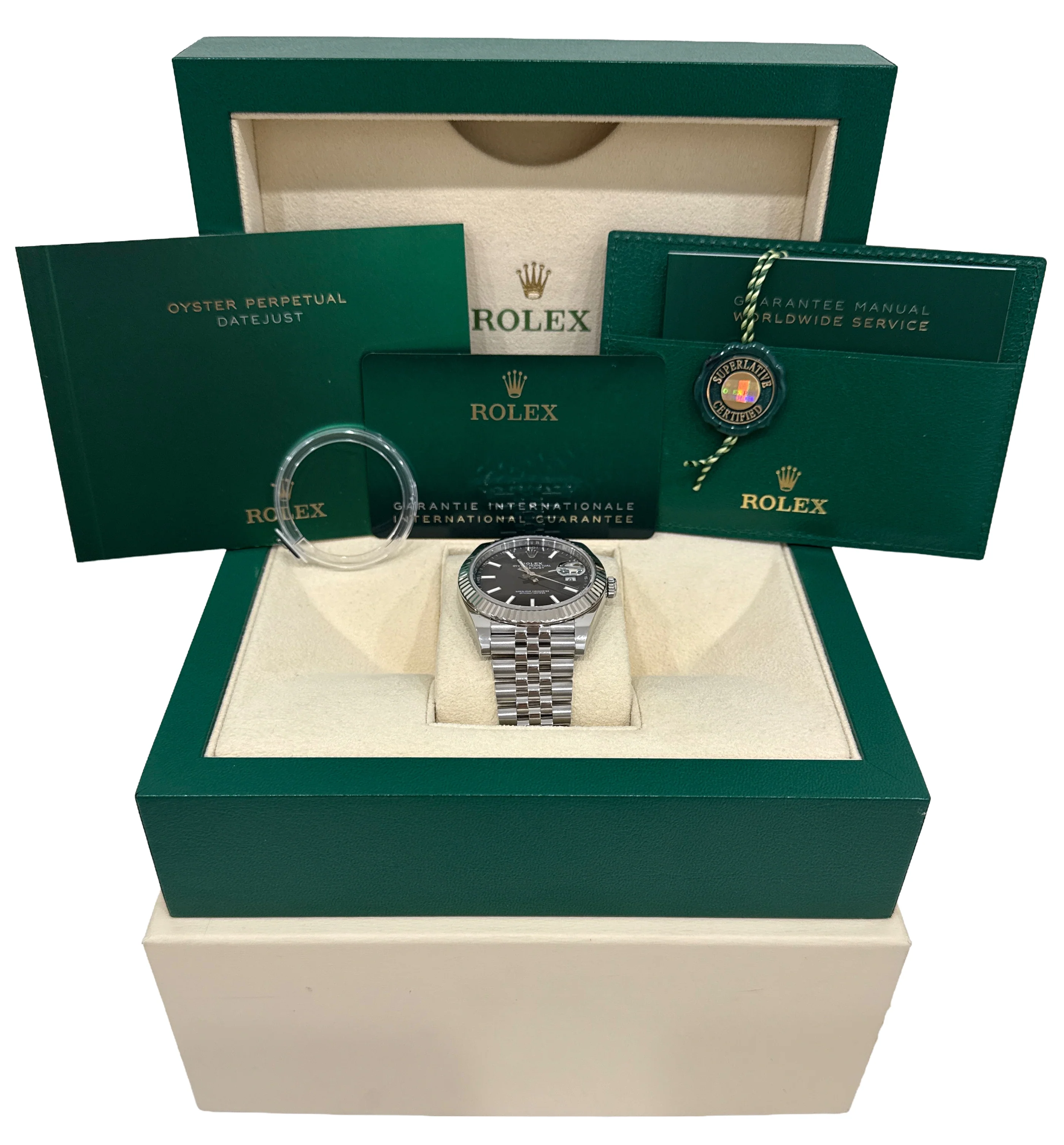 2023 PAPERS Rolex DateJust 41 BLUE 18K Gold Steel JUBILEE Fluted 41mm 126334 BOX - Image 2