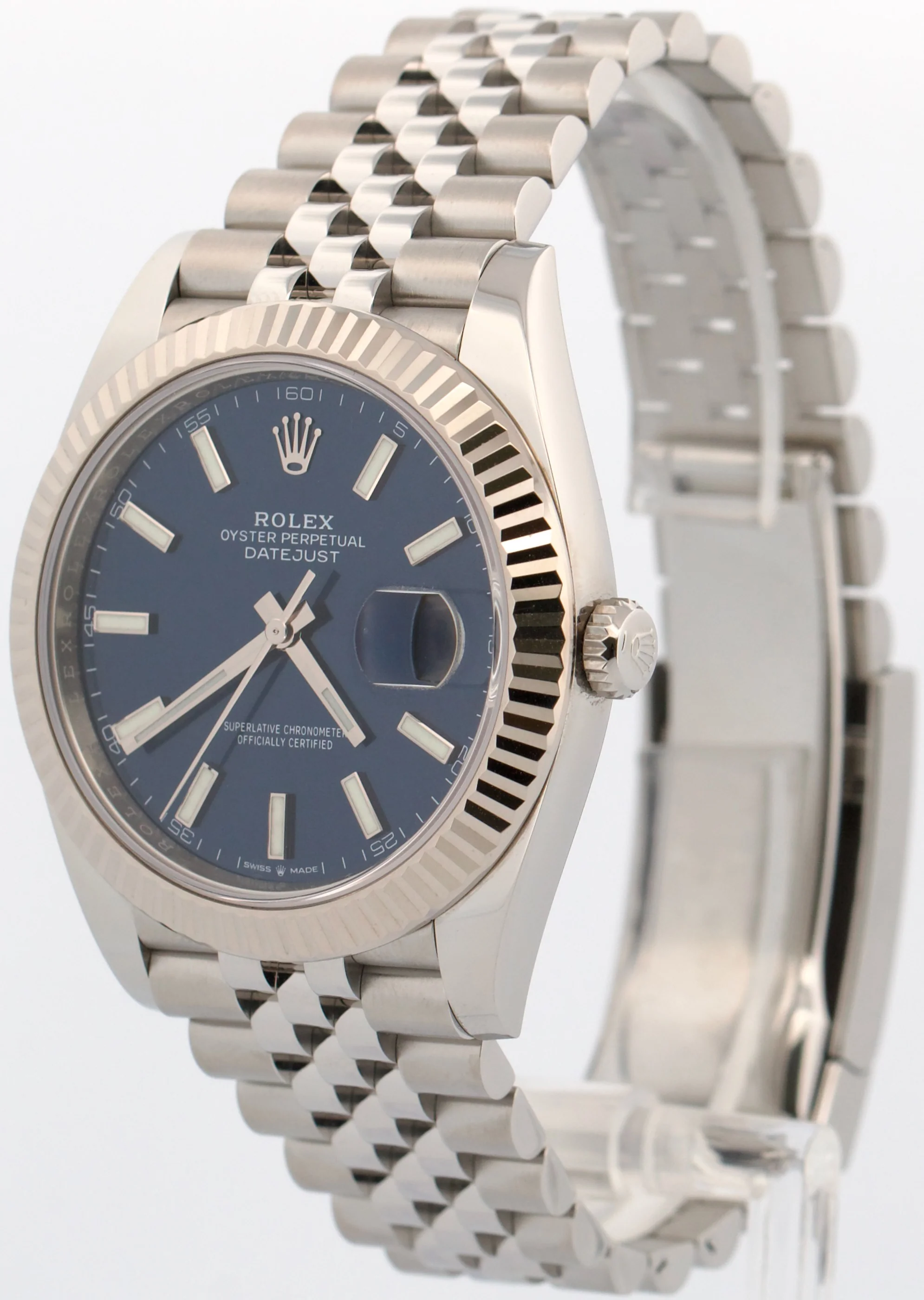 2023 PAPERS Rolex DateJust 41 BLUE 18K Gold Steel JUBILEE Fluted 41mm 126334 BOX - Image 3
