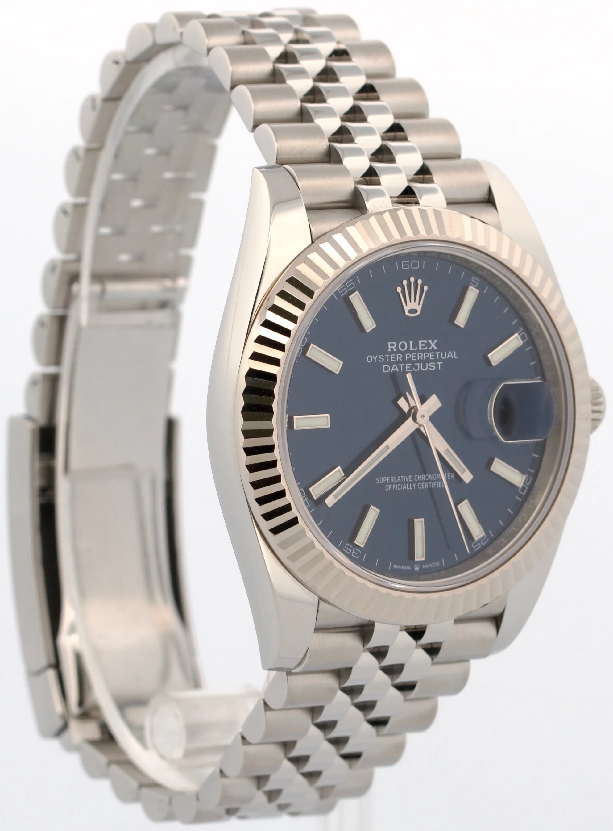 2023 PAPERS Rolex DateJust 41 BLUE 18K Gold Steel JUBILEE Fluted 41mm 126334 BOX - Image 4