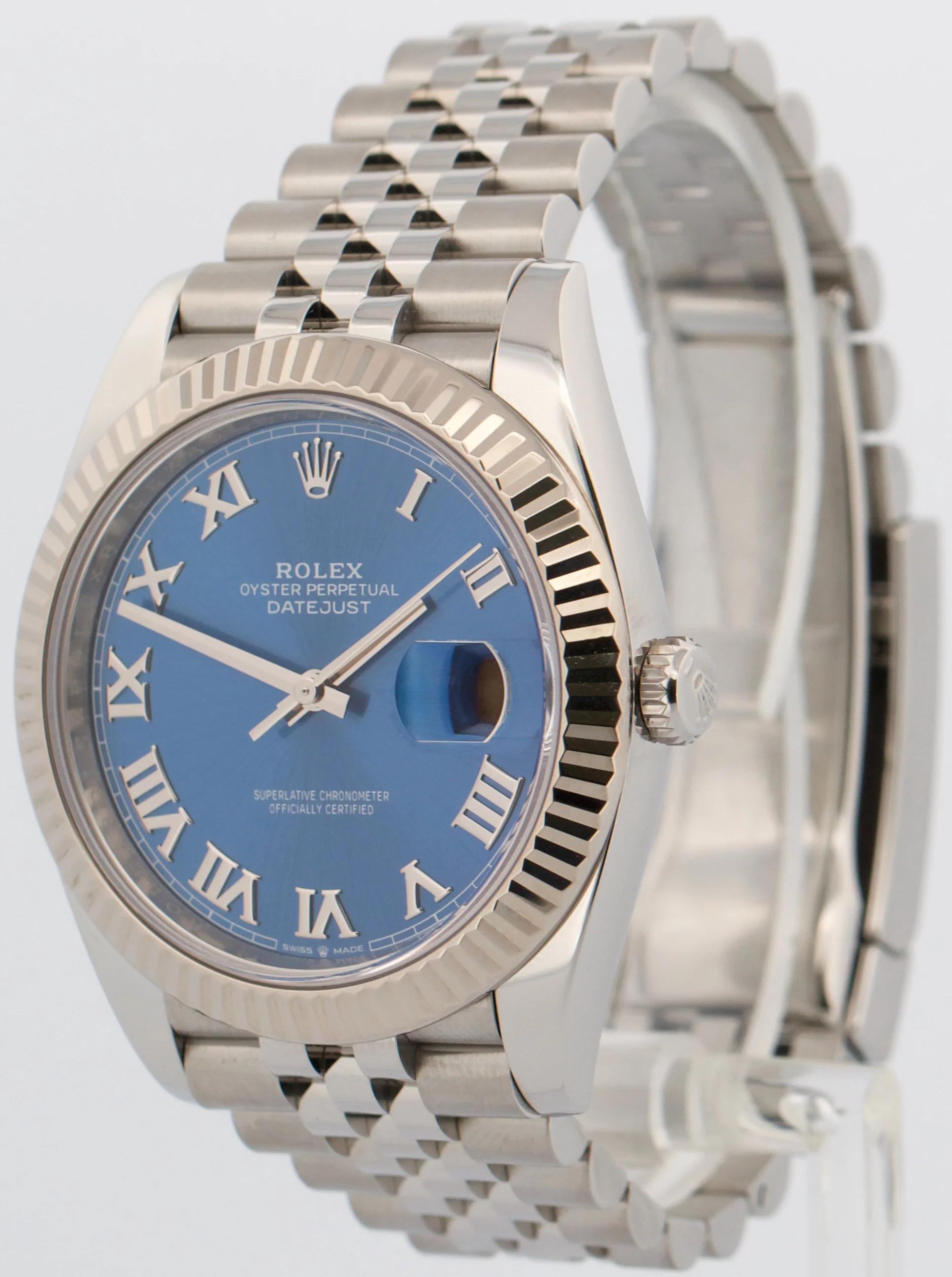2023 PAPERS Rolex DateJust 41mm AZZURRO BLUE ROMAN 18K Steel JUBILEE 126334 BOX - Image 3