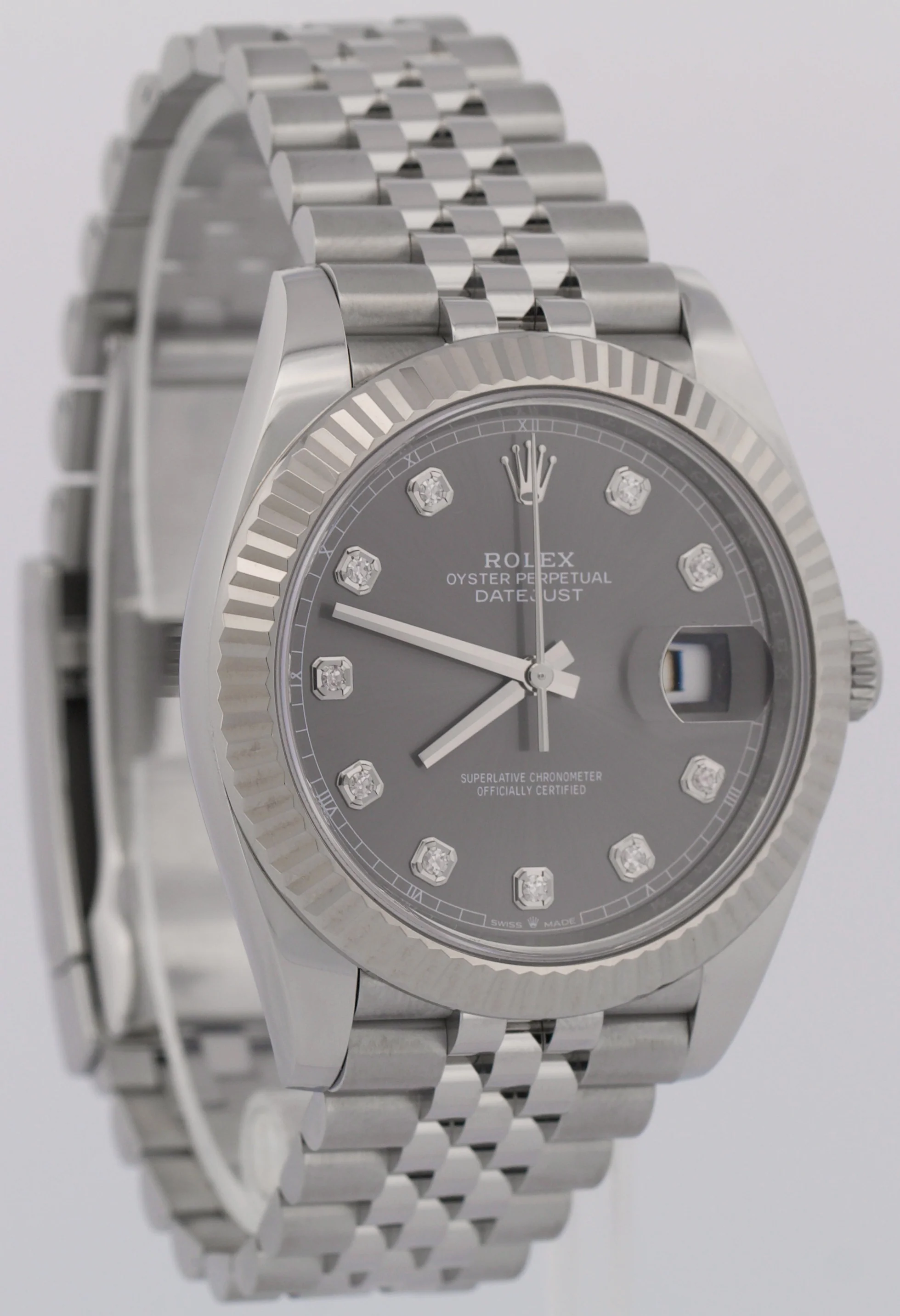2023 PAPERS Rolex DateJust 41mm RHODIUM DIAMOND 18K Steel JUBILEE 126334 BOX - Image 4