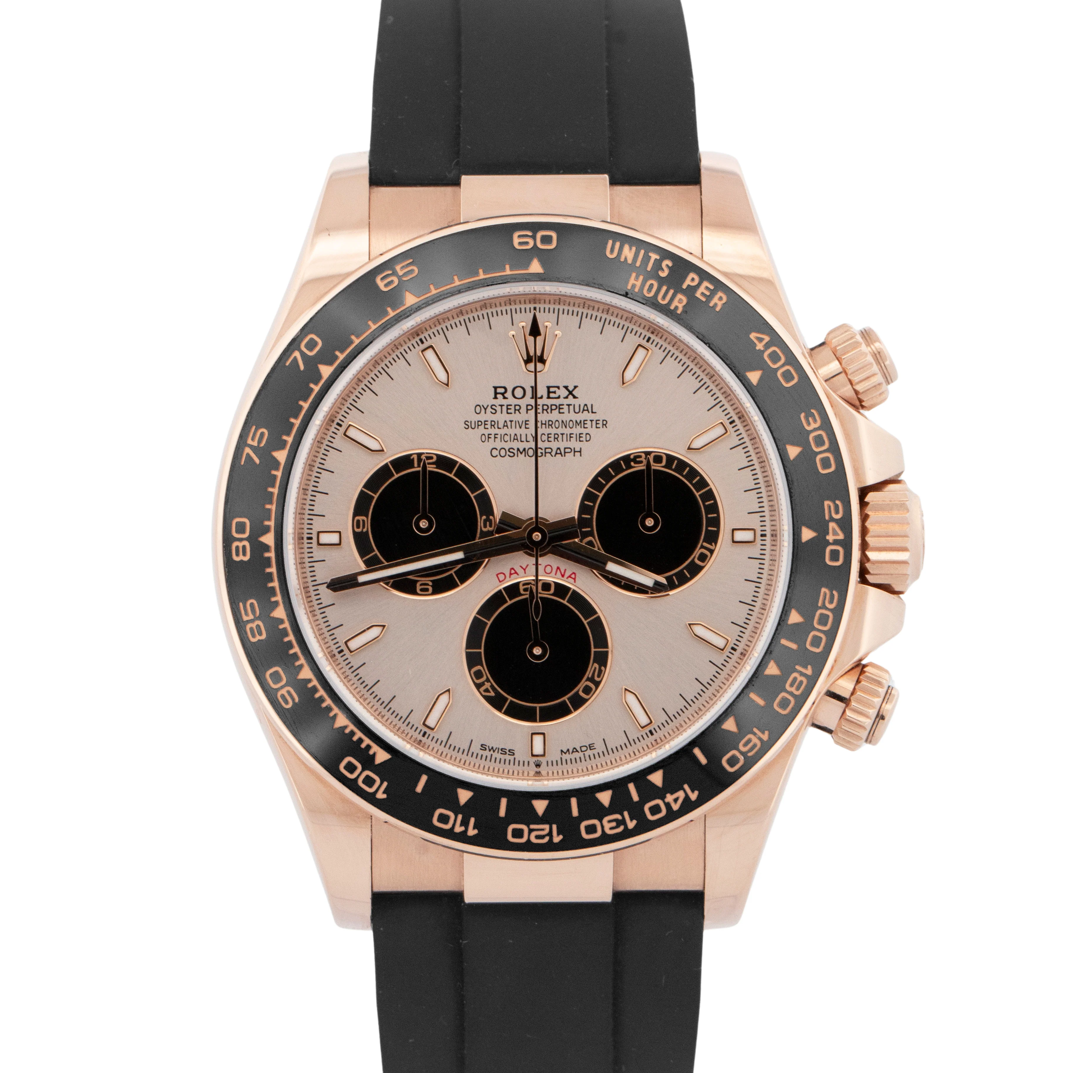 2023 PAPERS Rolex Daytona Cosmograph 18K Rose SUNDUST Oysterflex 126515 BOX