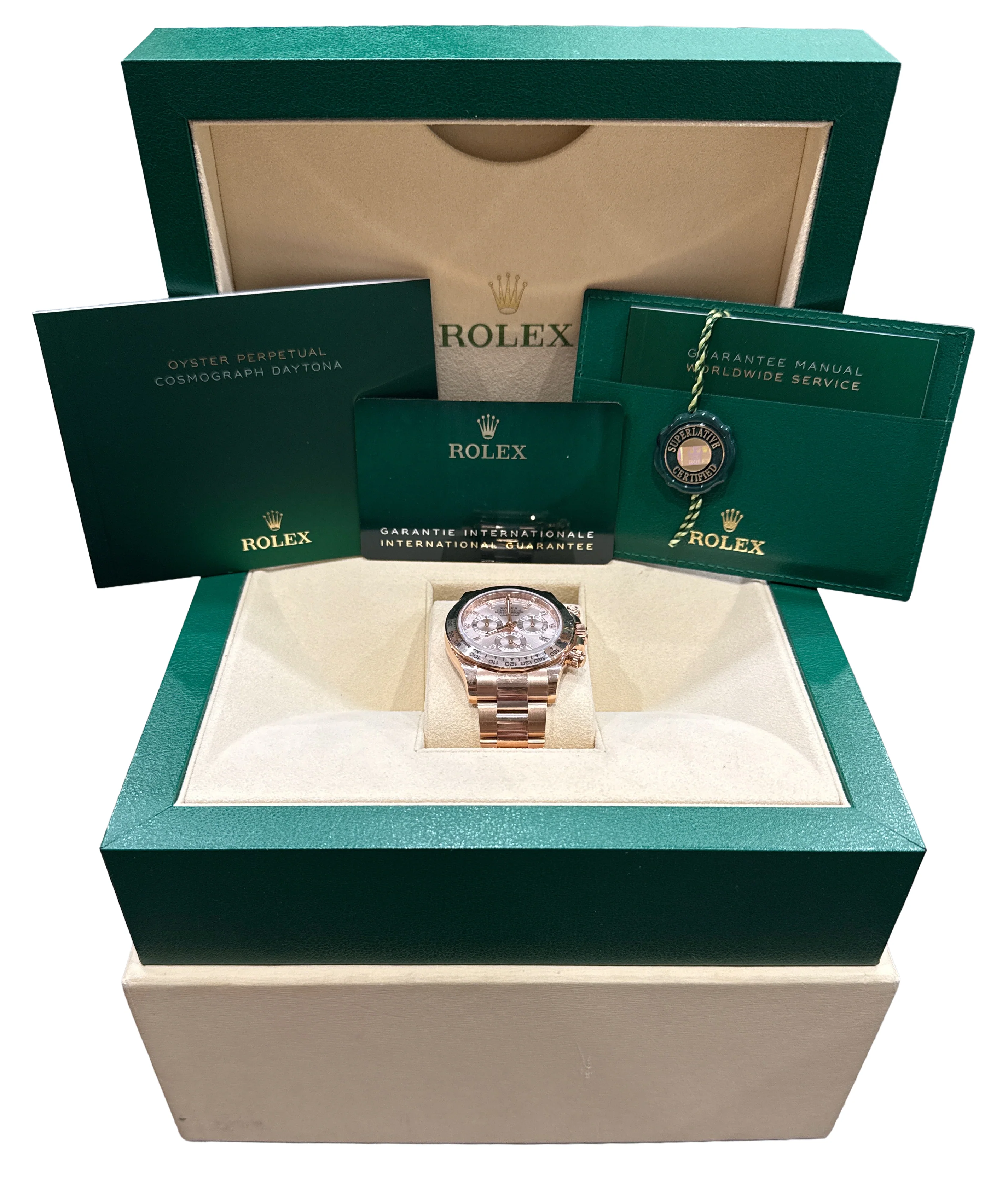 2023 PAPERS Rolex Daytona Cosmograph SUNDUST BAGUETTE 40mm 18K Gold 116505 BOX - Image 2