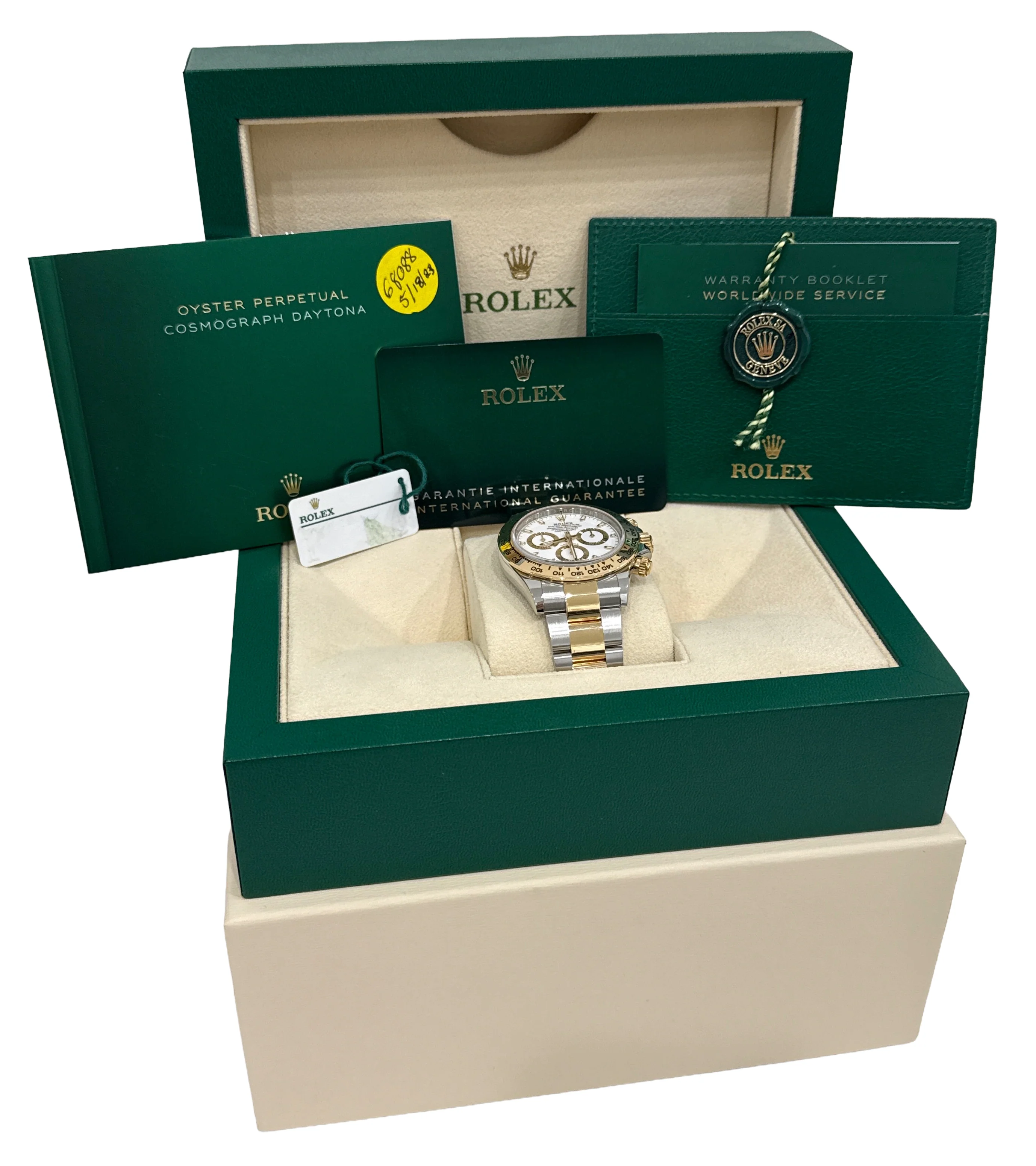 2023 PAPERS Rolex Daytona WHITE Two-Tone Stainless 18K Yellow Gold 116503 BOX - Image 2
