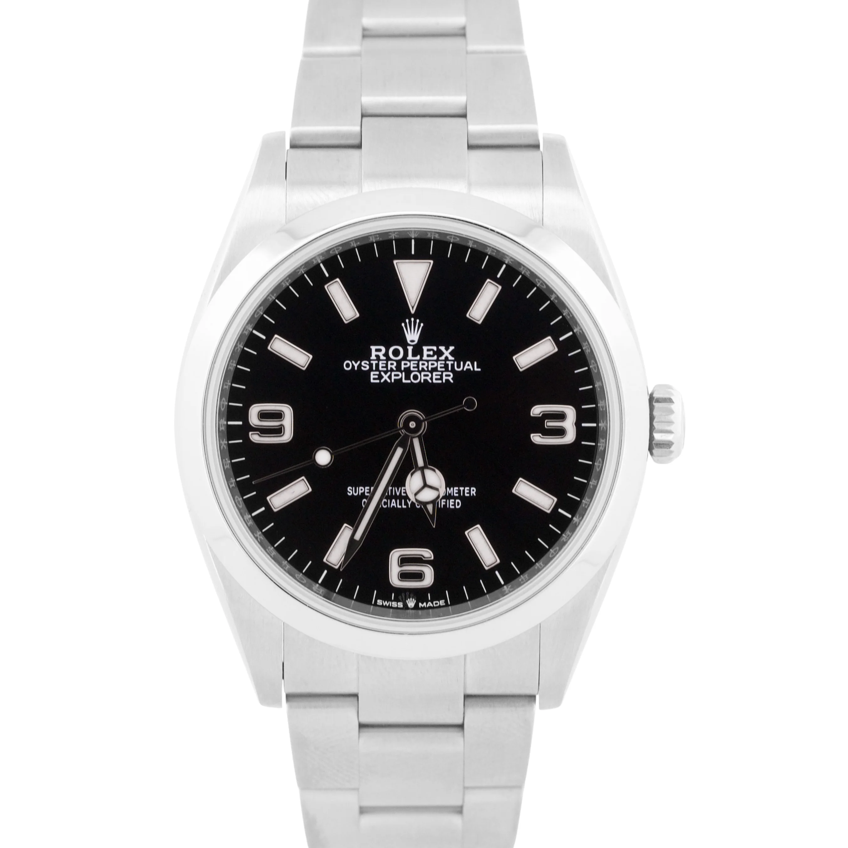 2023 PAPERS Rolex Explorer I BLACK 36mm Stainless Steel 3-6-9 Watch 124270 BOX