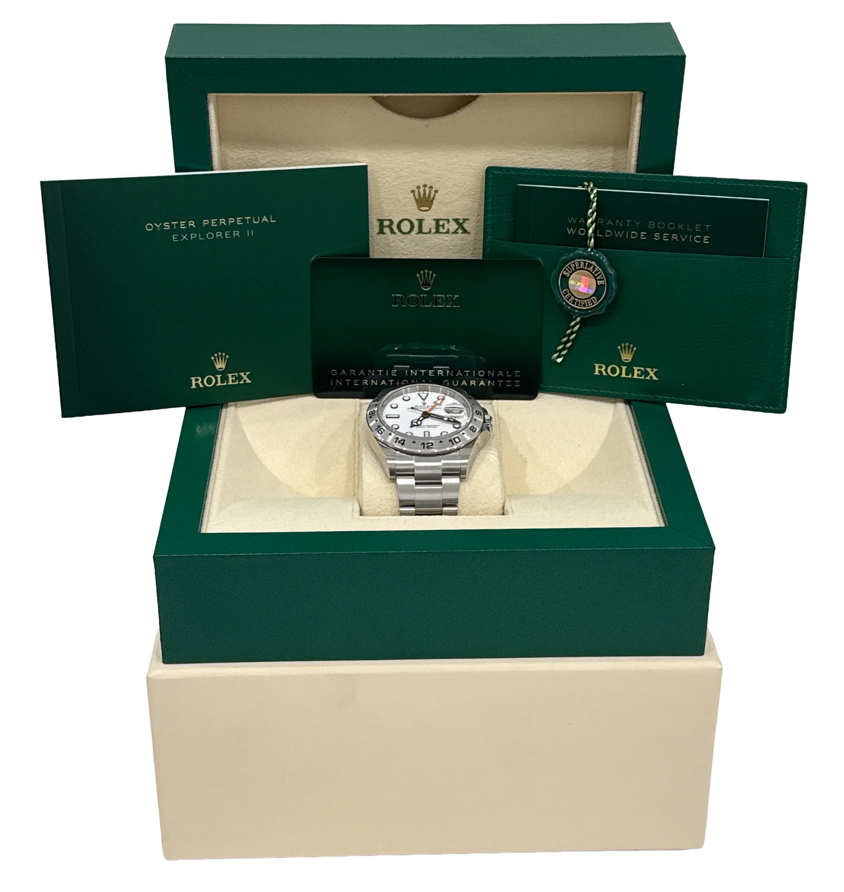 2023 PAPERS Rolex Explorer II 42mm POLAR WHITE Date GMT Steel 226570 Watch BOX - Image 2