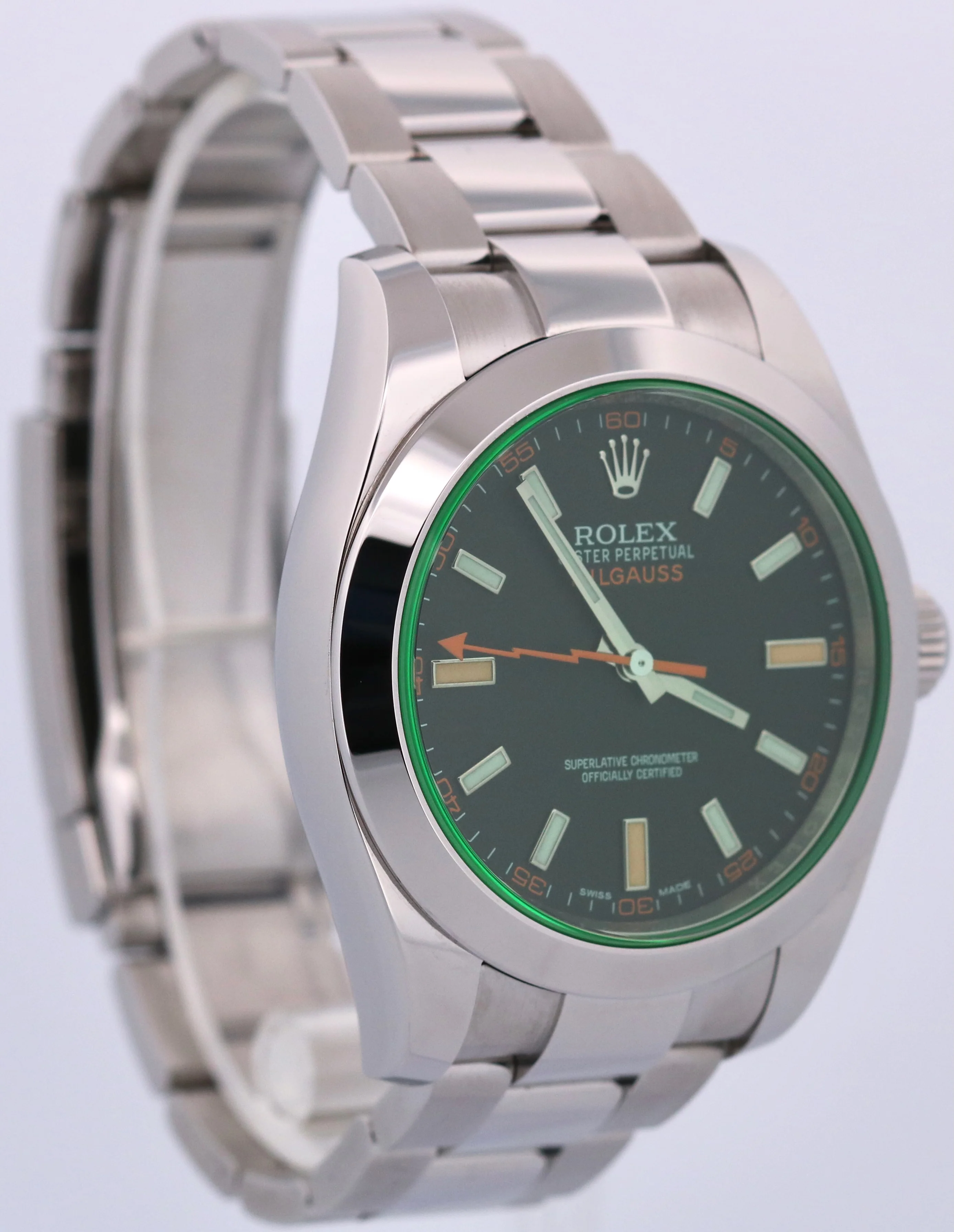 2023 PAPERS Rolex Milgauss BLACK Green Crystal 40mm Stainless 116400 GV BOX - Image 4