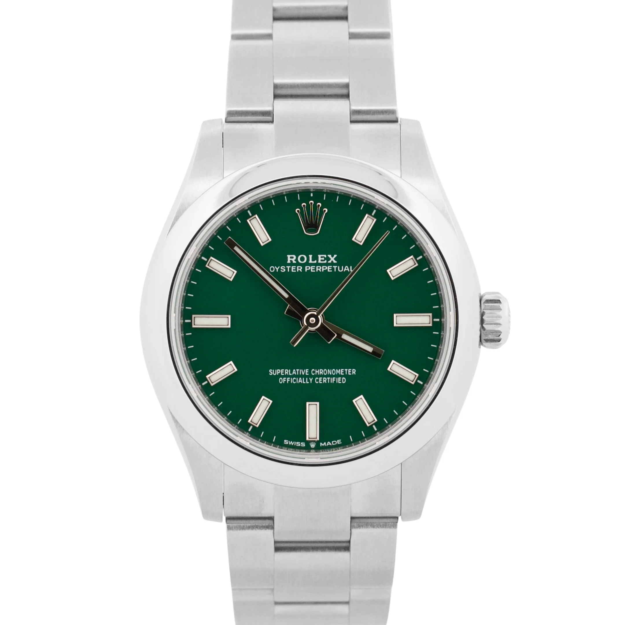 2023 PAPERS Rolex Oyster Perpetual GREEN Smooth Steel OYSTER 31mm 277200 BOX