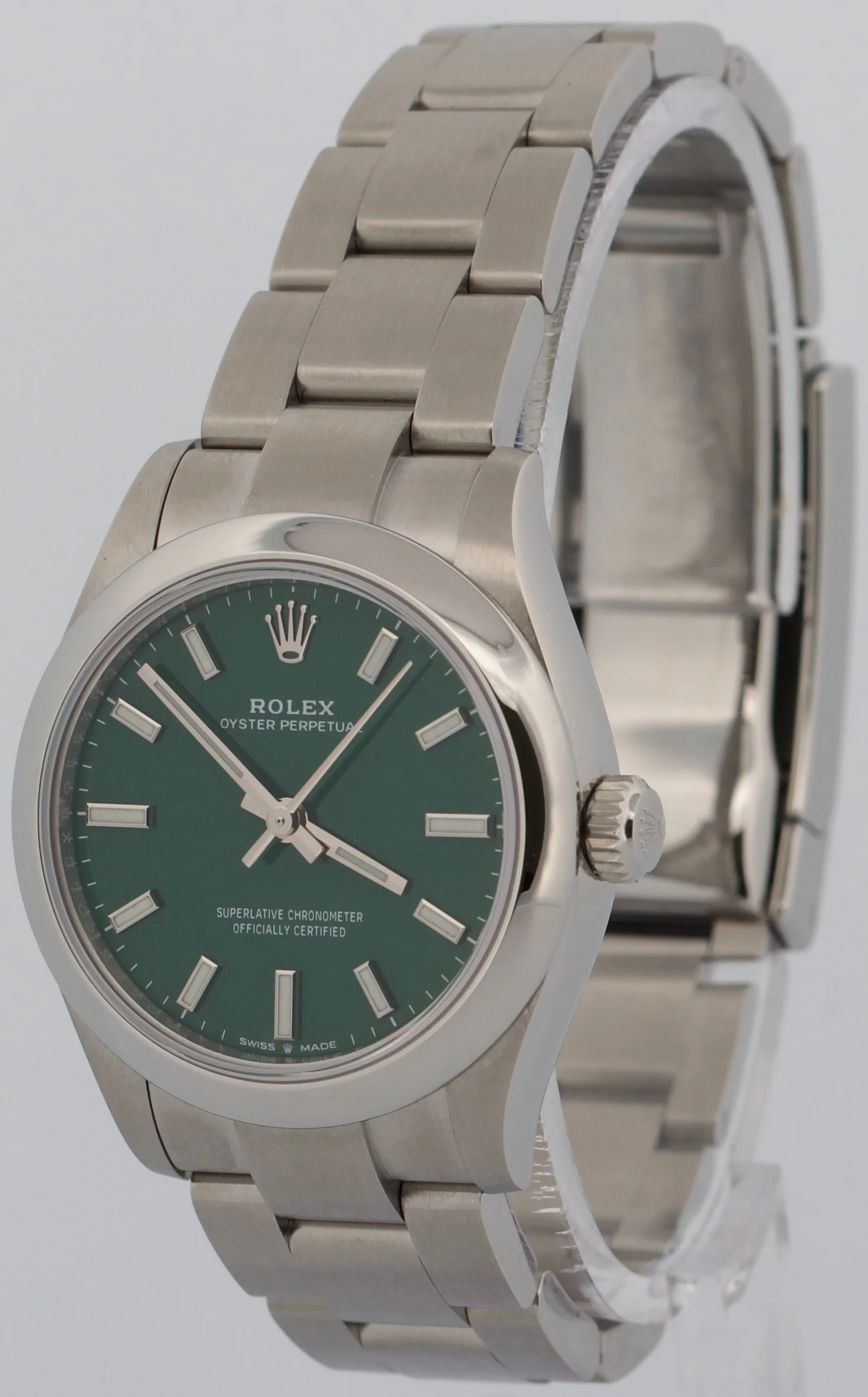 2023 PAPERS Rolex Oyster Perpetual GREEN Smooth Steel OYSTER 31mm 277200 BOX - Image 3