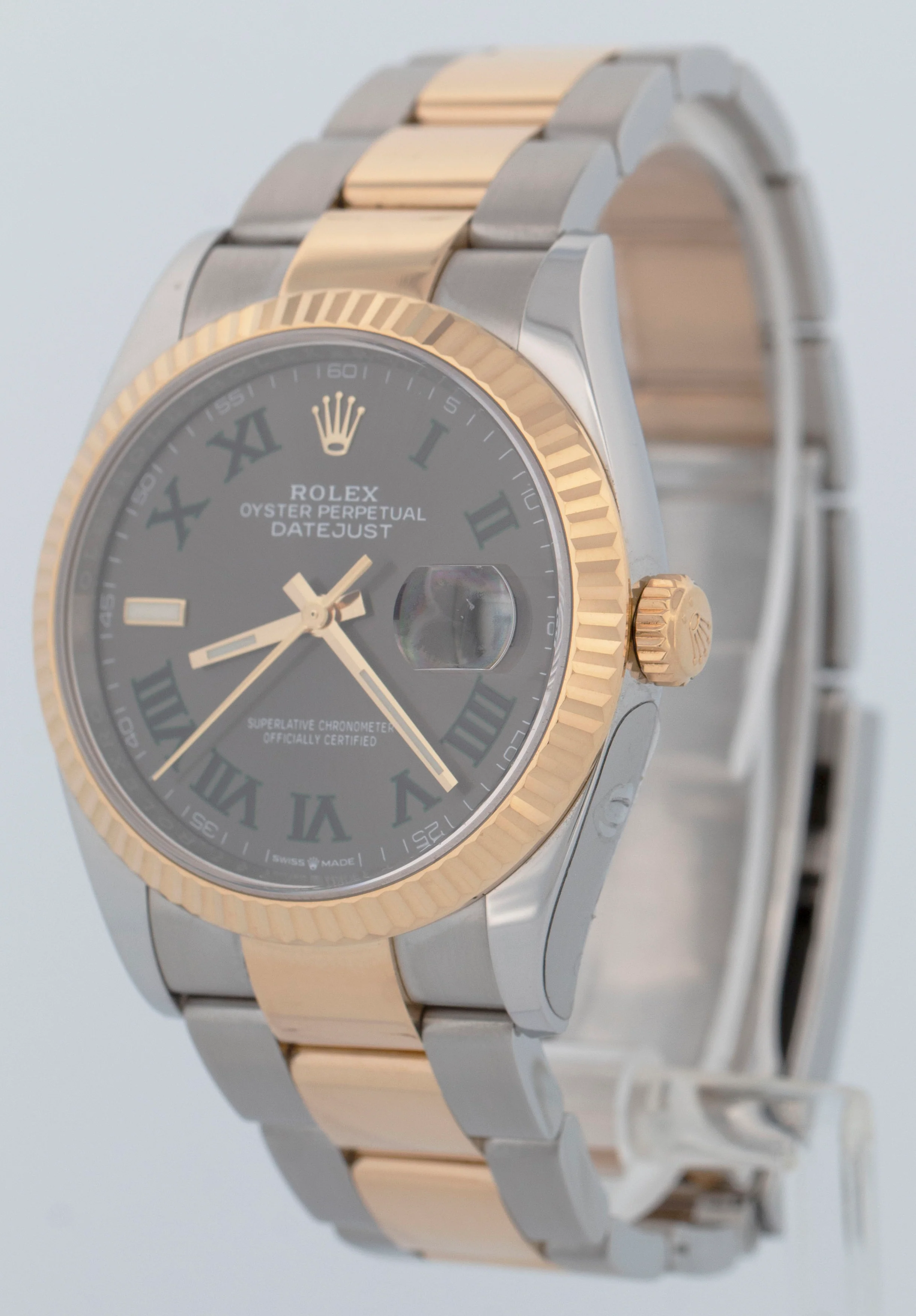 2023 Rolex DateJust WIMBLEDON Fluted 36mm 18K Yellow Gold Oyster Watch 126233 - Image 3