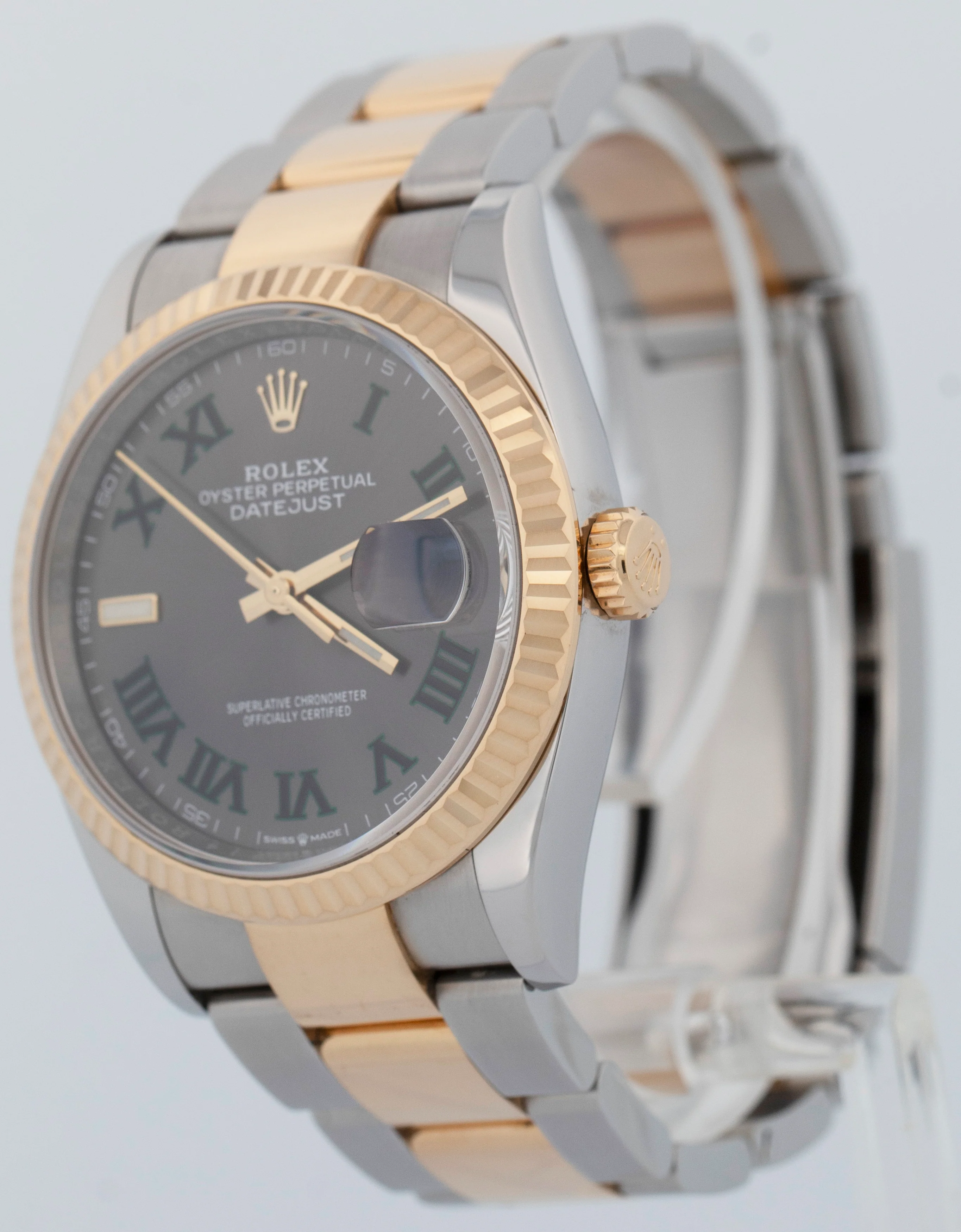 2023 Rolex DateJust WIMBLEDON Fluted 36mm 18K Yellow Gold Oyster Watch 126233 - Image 3