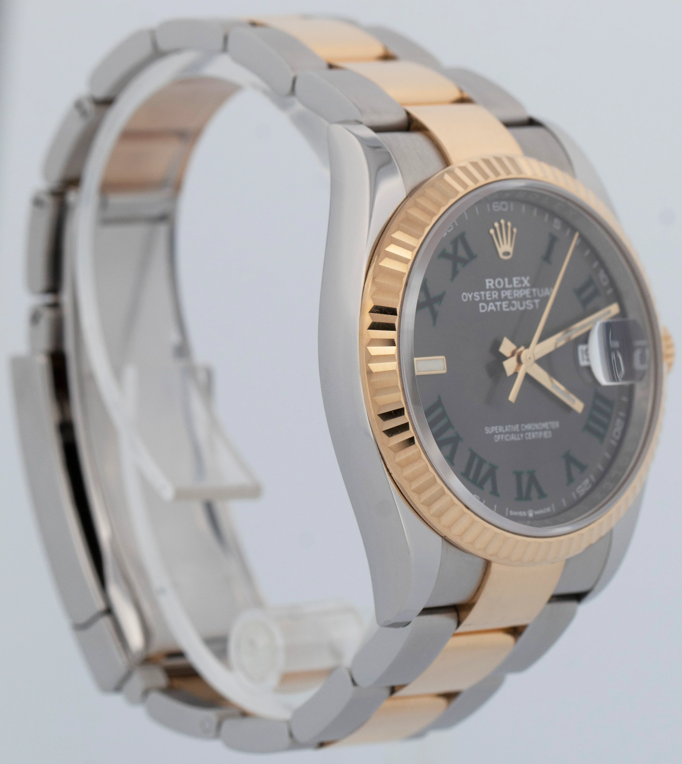 2023 Rolex DateJust WIMBLEDON Fluted 36mm 18K Yellow Gold Oyster Watch 126233 - Image 4