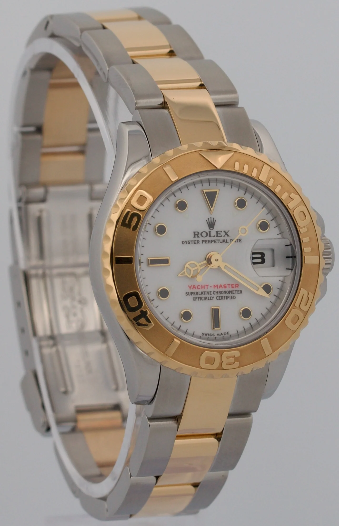 2023 RSC Ladies Rolex Yacht-Master WHITE 18K Yellow Gold Steel 29mm 169623 Watch - Image 4