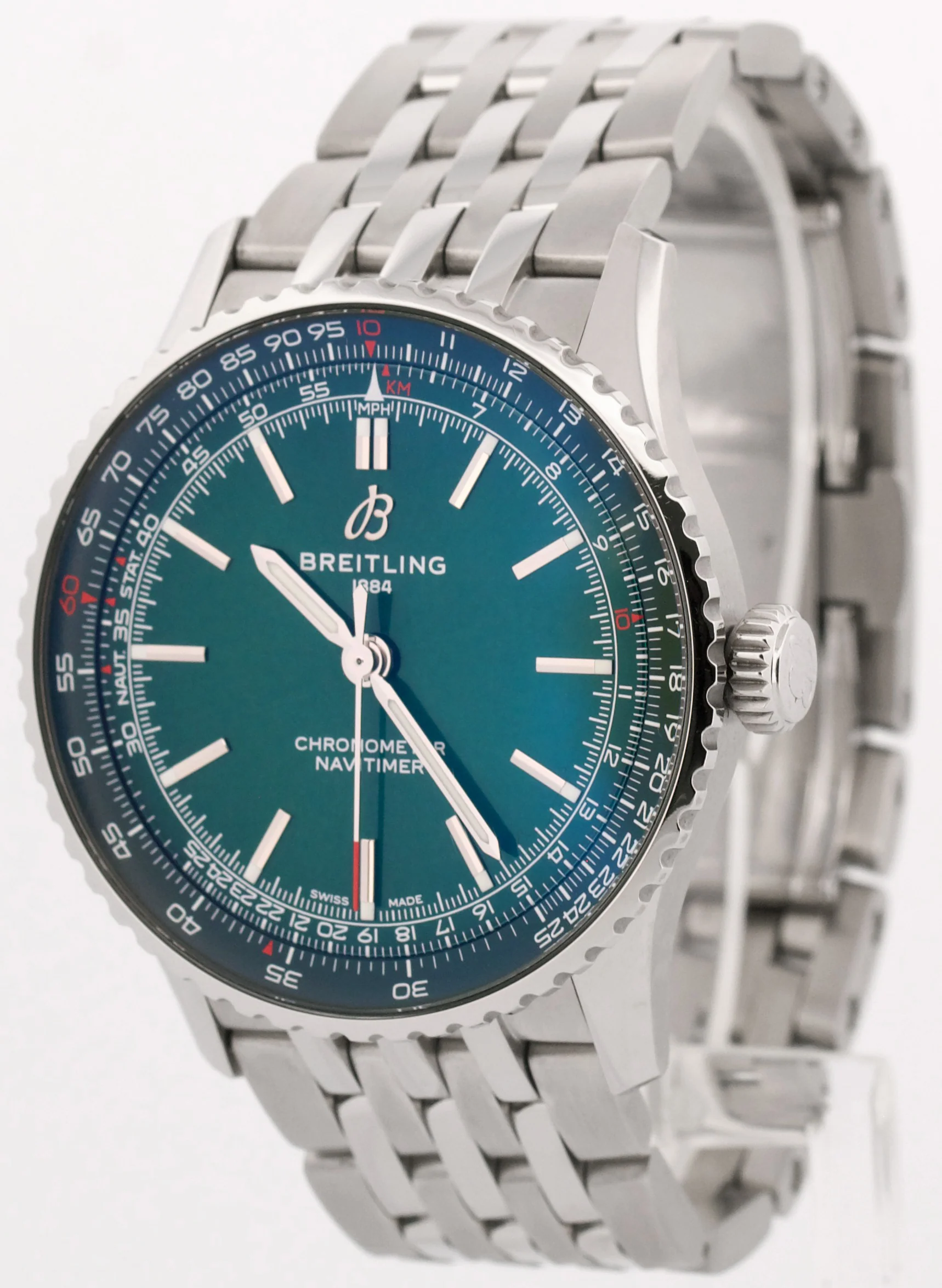 2024 PAPERS Breitling Navitimer 41 Steel GREEN Stainless Steel 41mm A17329 BOX - Image 3