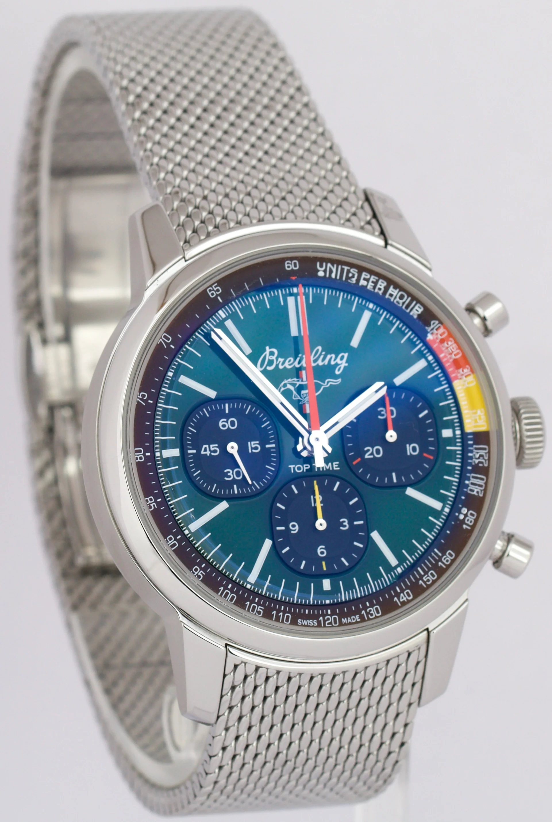 2024 PAPERS Breitling Top Time B01 MUSTANG Green Chronograph 41mm AB0176 BOX - Image 4