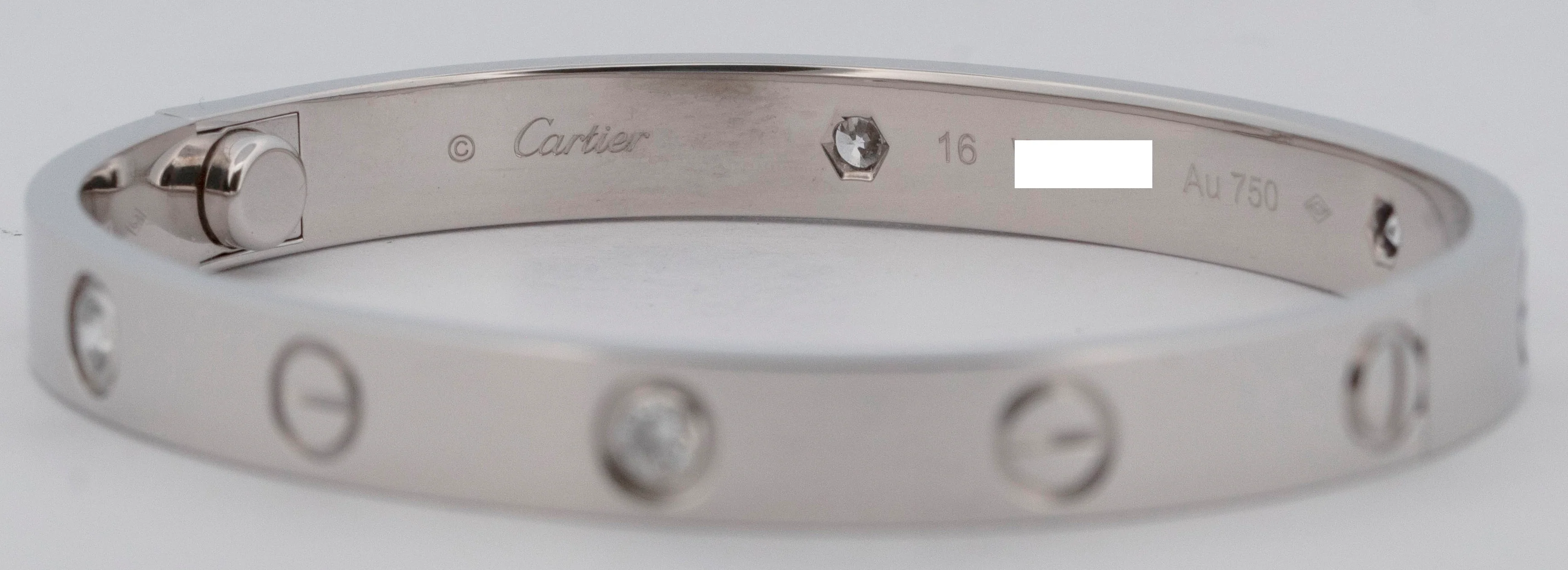 2024 PAPERS Cartier LOVE Bracelet Size 16 4 DIAMOND Solid 18K WHITE Gold AU 750 - Image 6