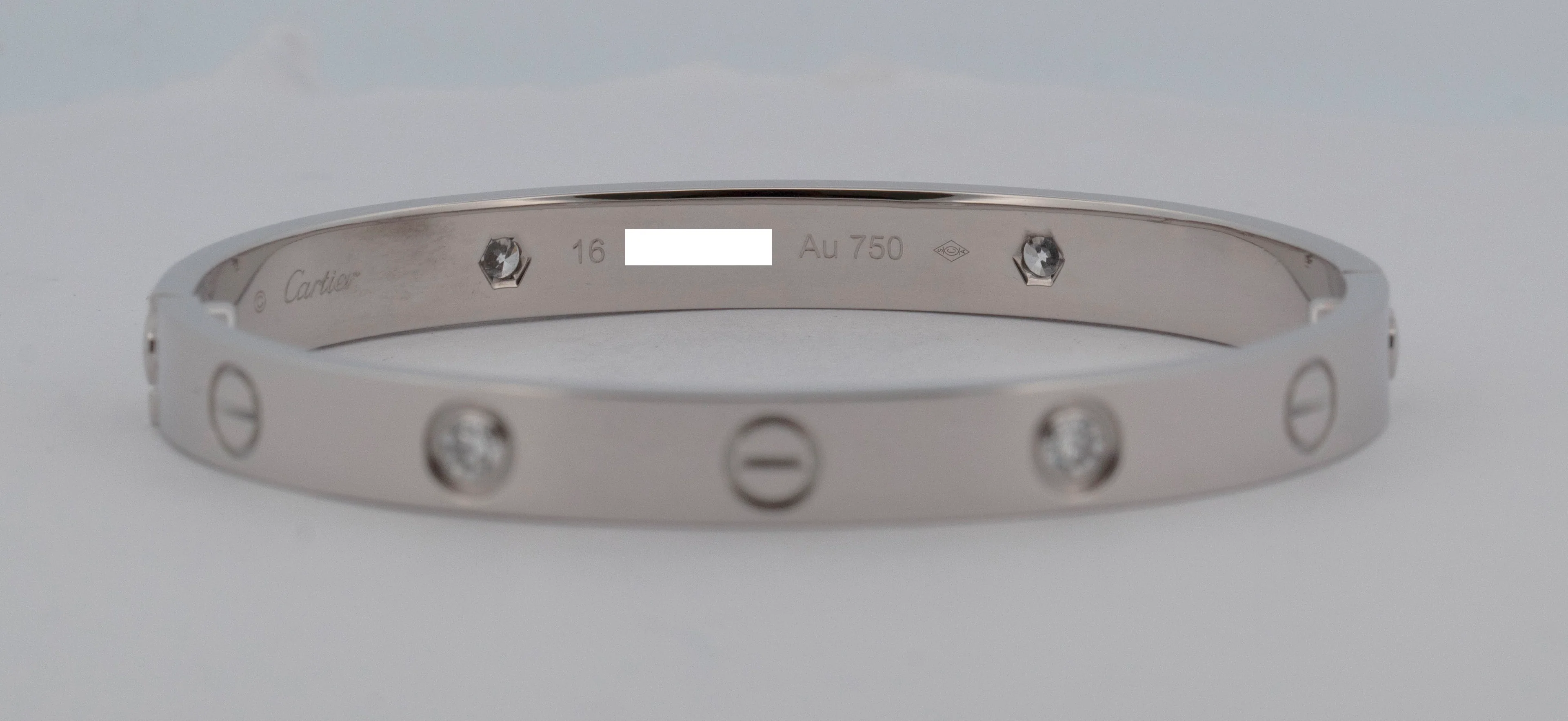 2024 PAPERS Cartier LOVE Bracelet Size 16 4 DIAMOND Solid 18K WHITE Gold AU 750 - Image 7