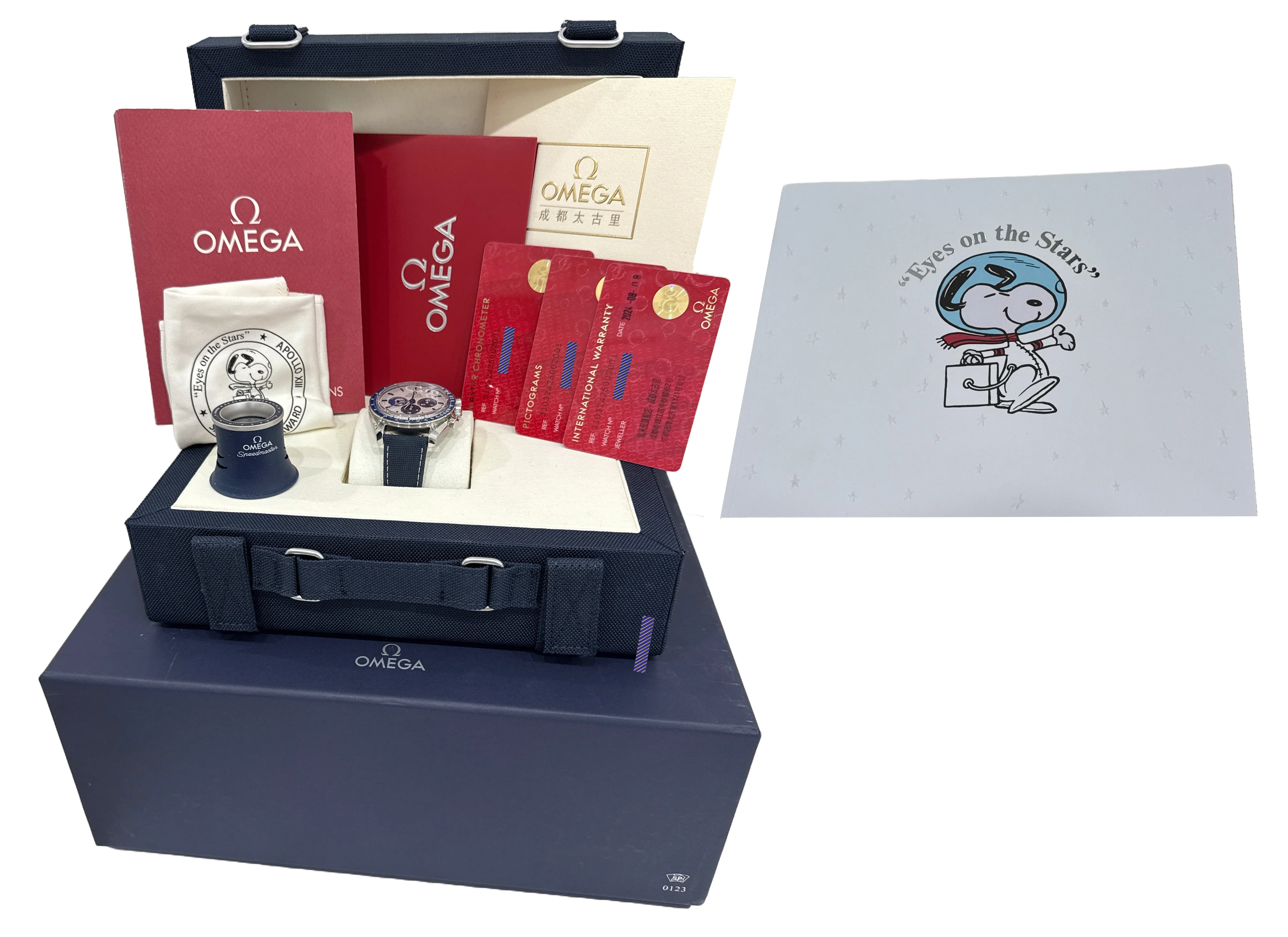 2024 PAPERS Omega Speedmaster SILVER SNOOPY AWARD BLUE 310.32.42.50.02.001 BOX - Image 2