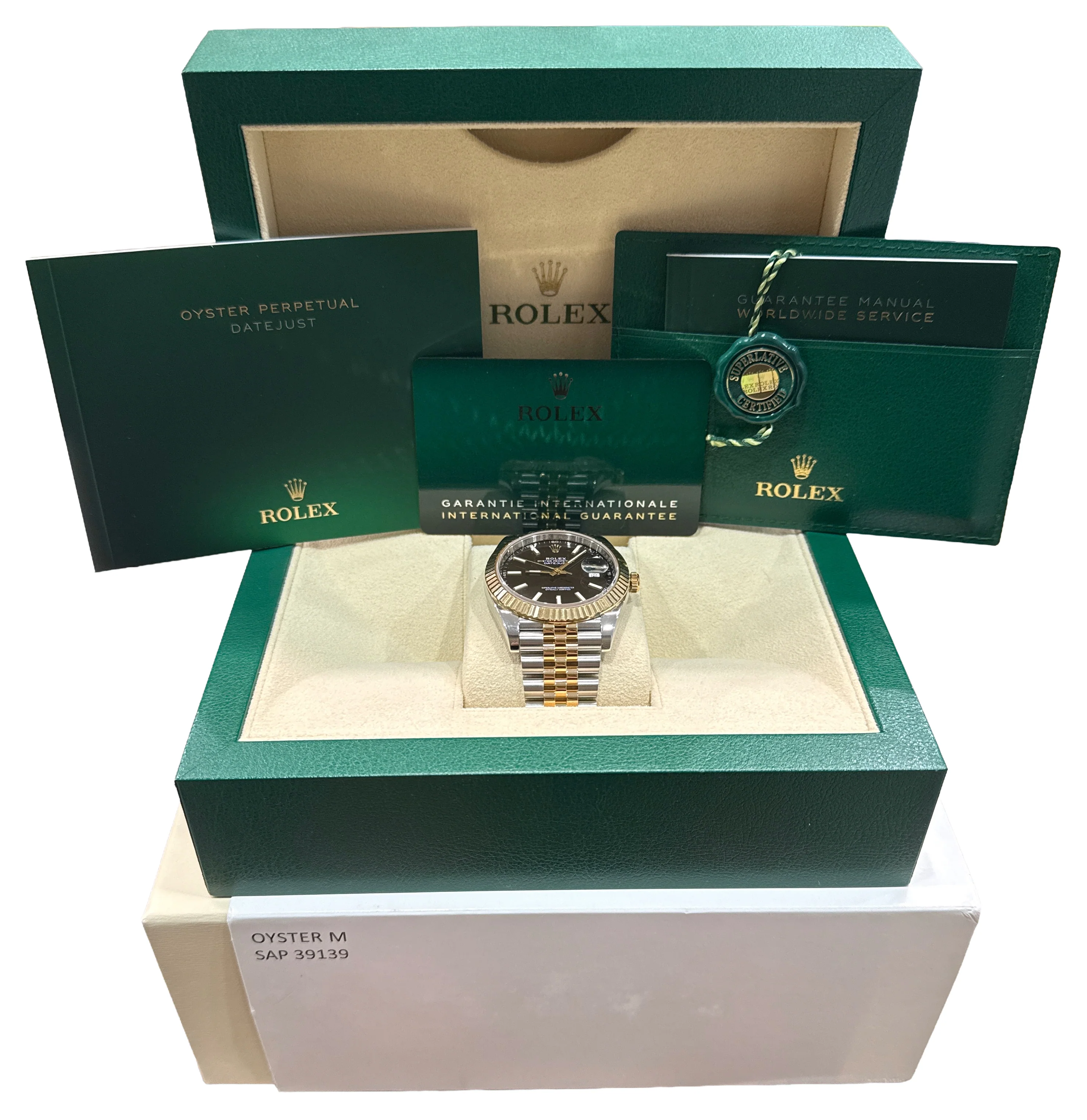 2024 PAPERS Rolex DateJust 41 BLACK 18K Gold Steel JUBILEE 41mm 126333 Watch BOX - Image 2