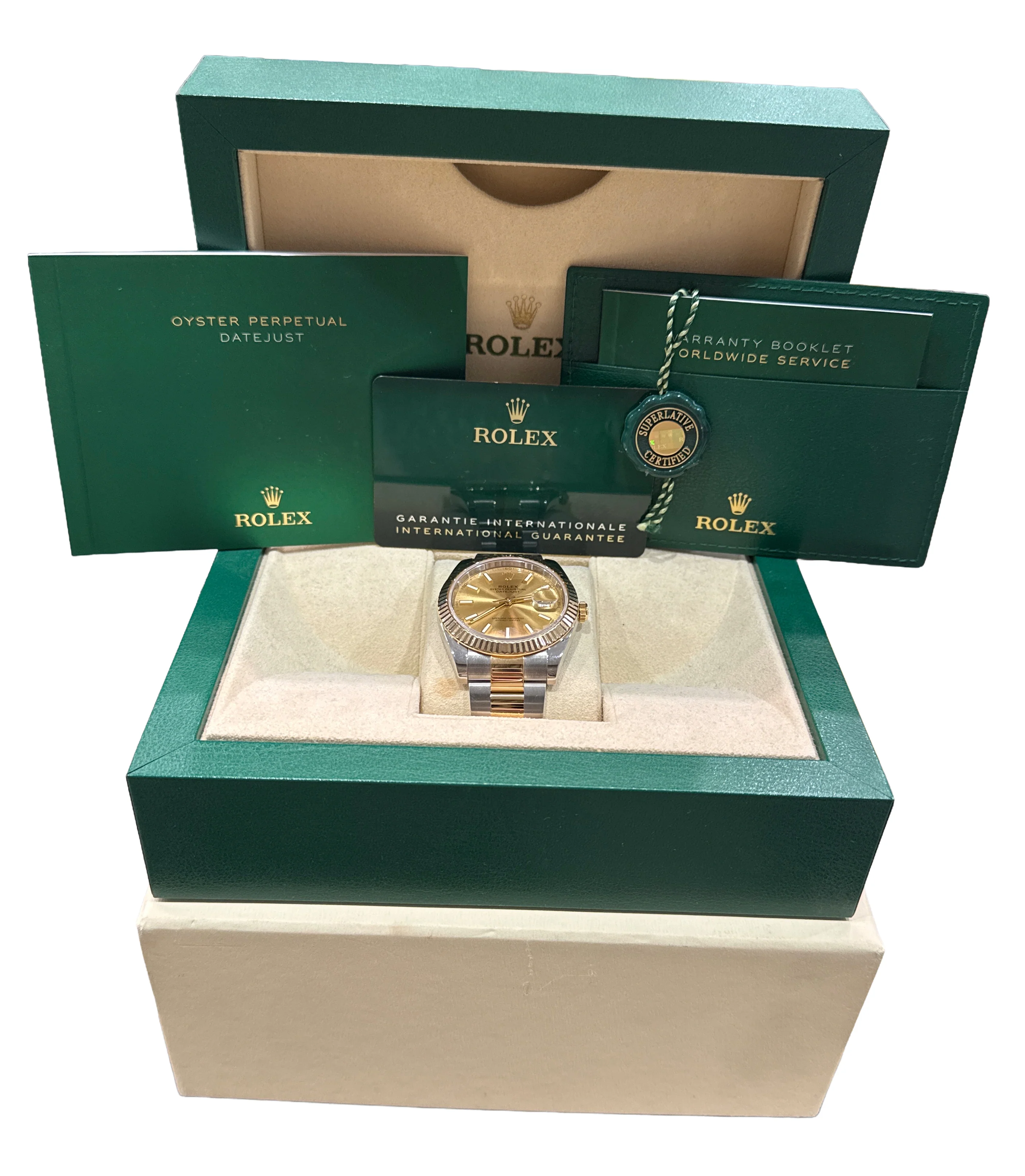 2024 PAPERS Rolex DateJust 41 CHAMPAGNE 18K Gold Steel OYSTER 41mm 126333 BOX - Image 2