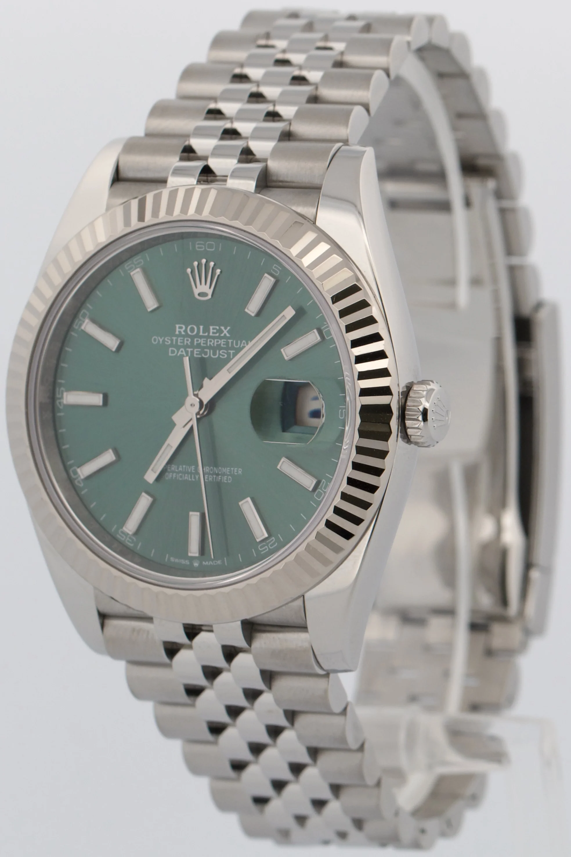 2024 PAPERS Rolex DateJust 41 MINT GREEN 18K Gold Steel 41mm JUBILEE 126334 BOX - Image 3