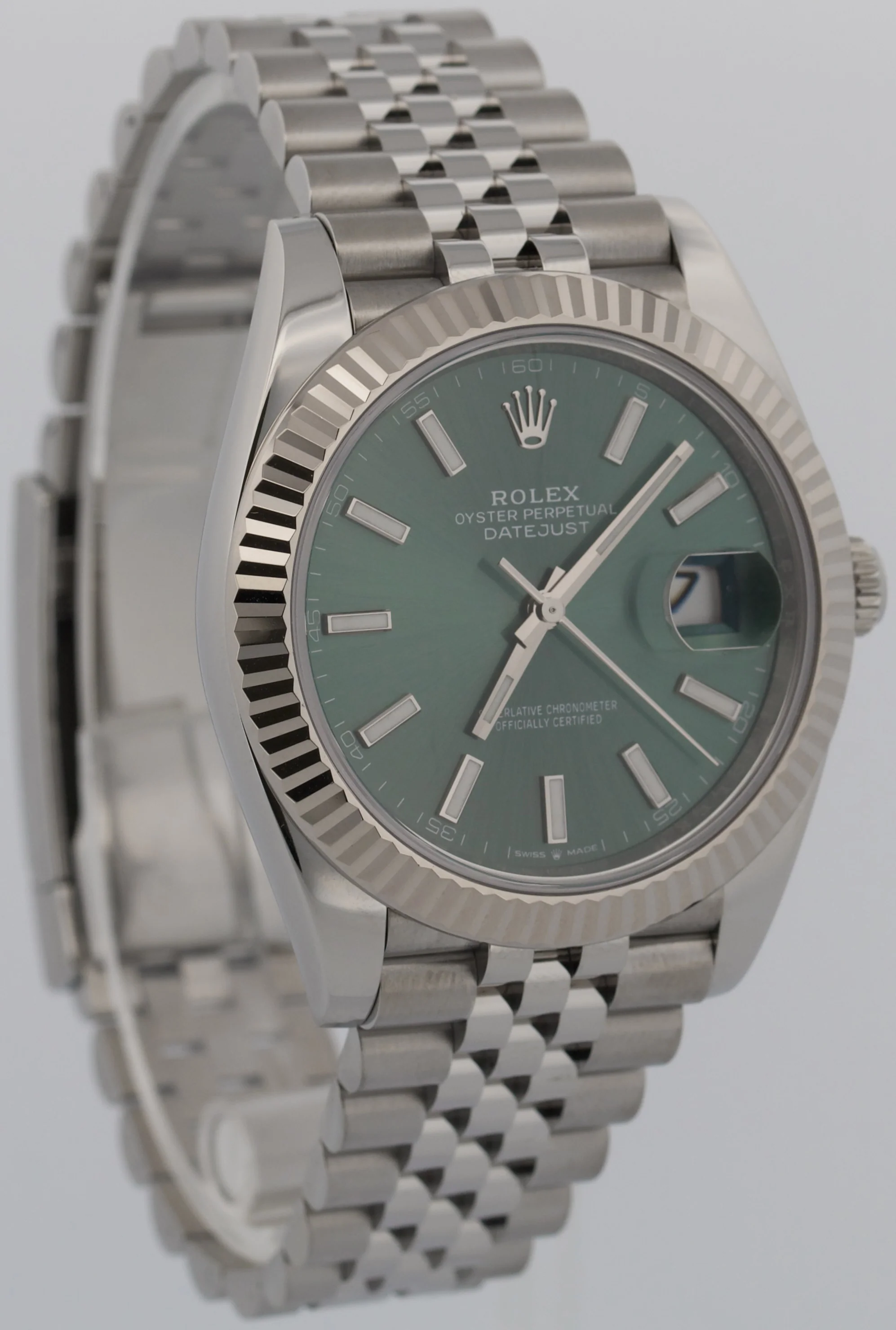 2024 PAPERS Rolex DateJust 41 MINT GREEN 18K Gold Steel 41mm JUBILEE 126334 BOX - Image 4