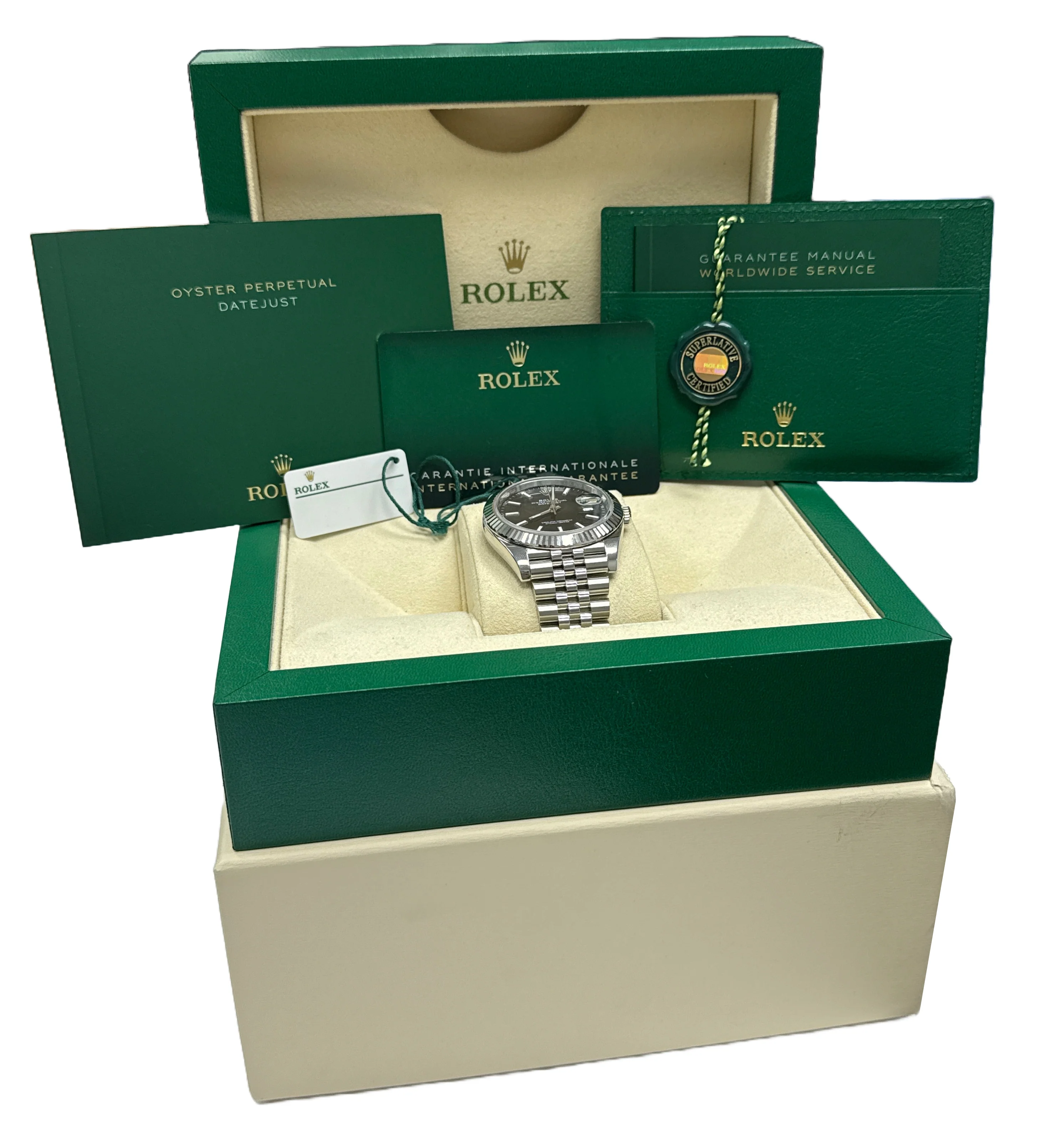 2024 PAPERS Rolex DateJust 41mm BLACK Steel 18K Gold Fluted JUBILEE 126334 BOX - Image 2
