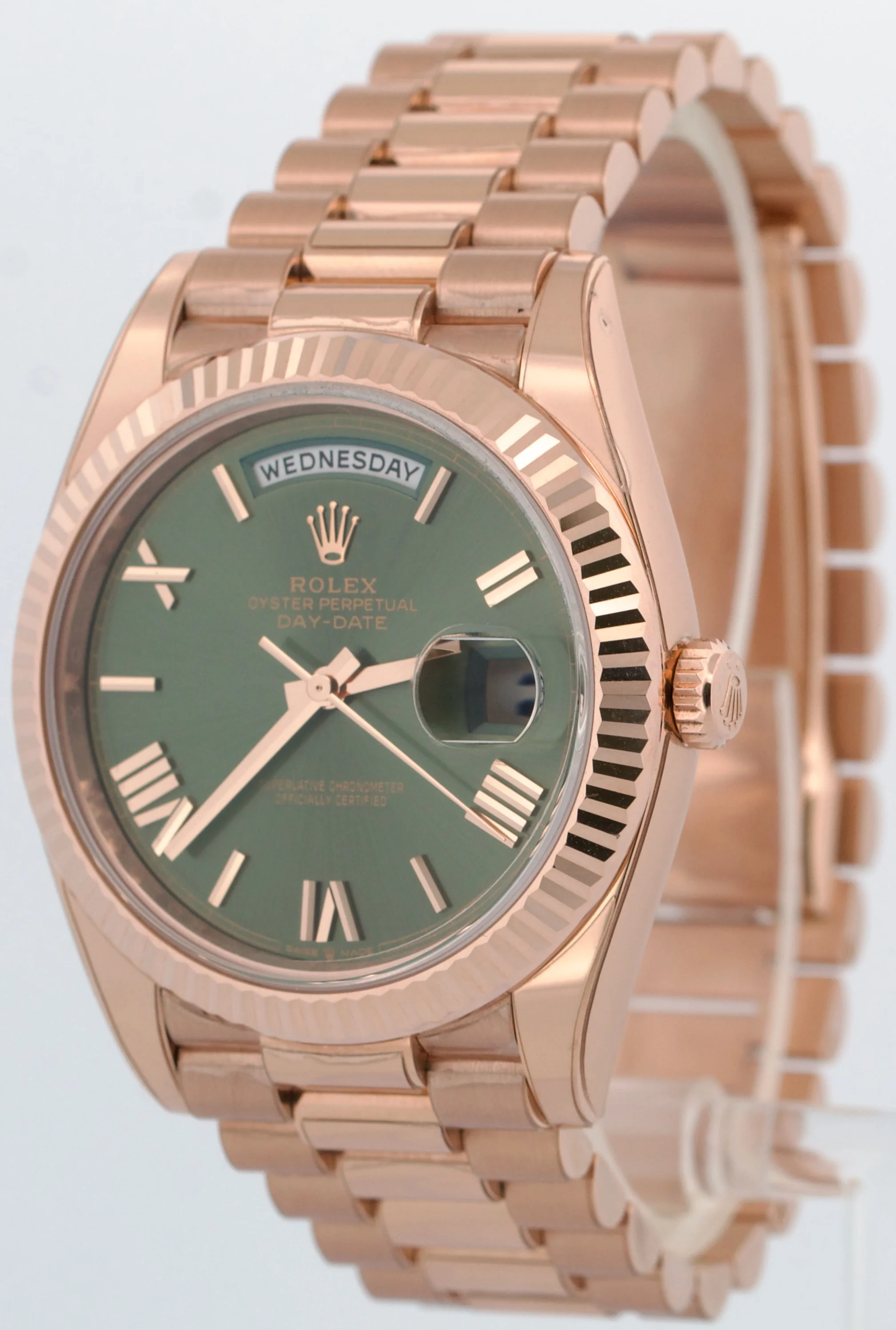 2024 PAPERS Rolex Day-Date President 40mm OLIVE GREEN 18K Rose Gold 228235 BOX - Image 3