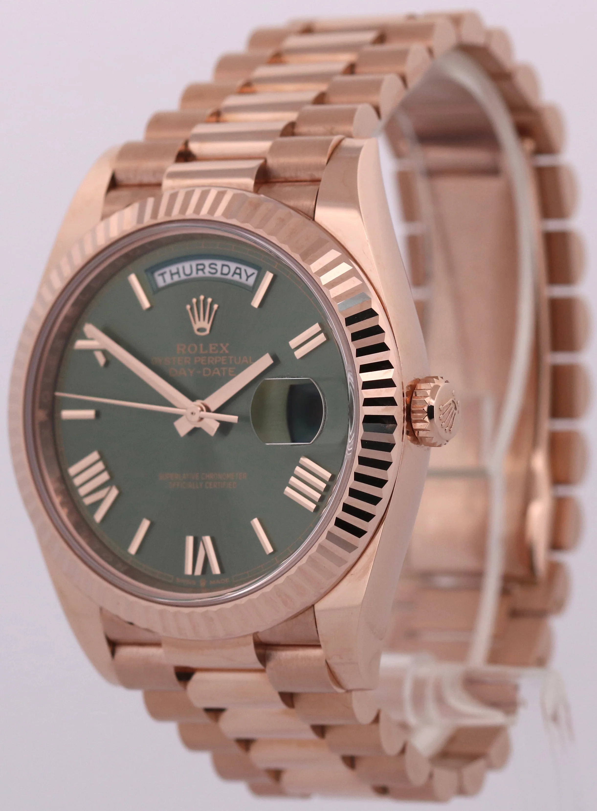 2024 PAPERS Rolex Day-Date President 40mm OLIVE GREEN 18K Rose Gold 228235 BOX - Image 3