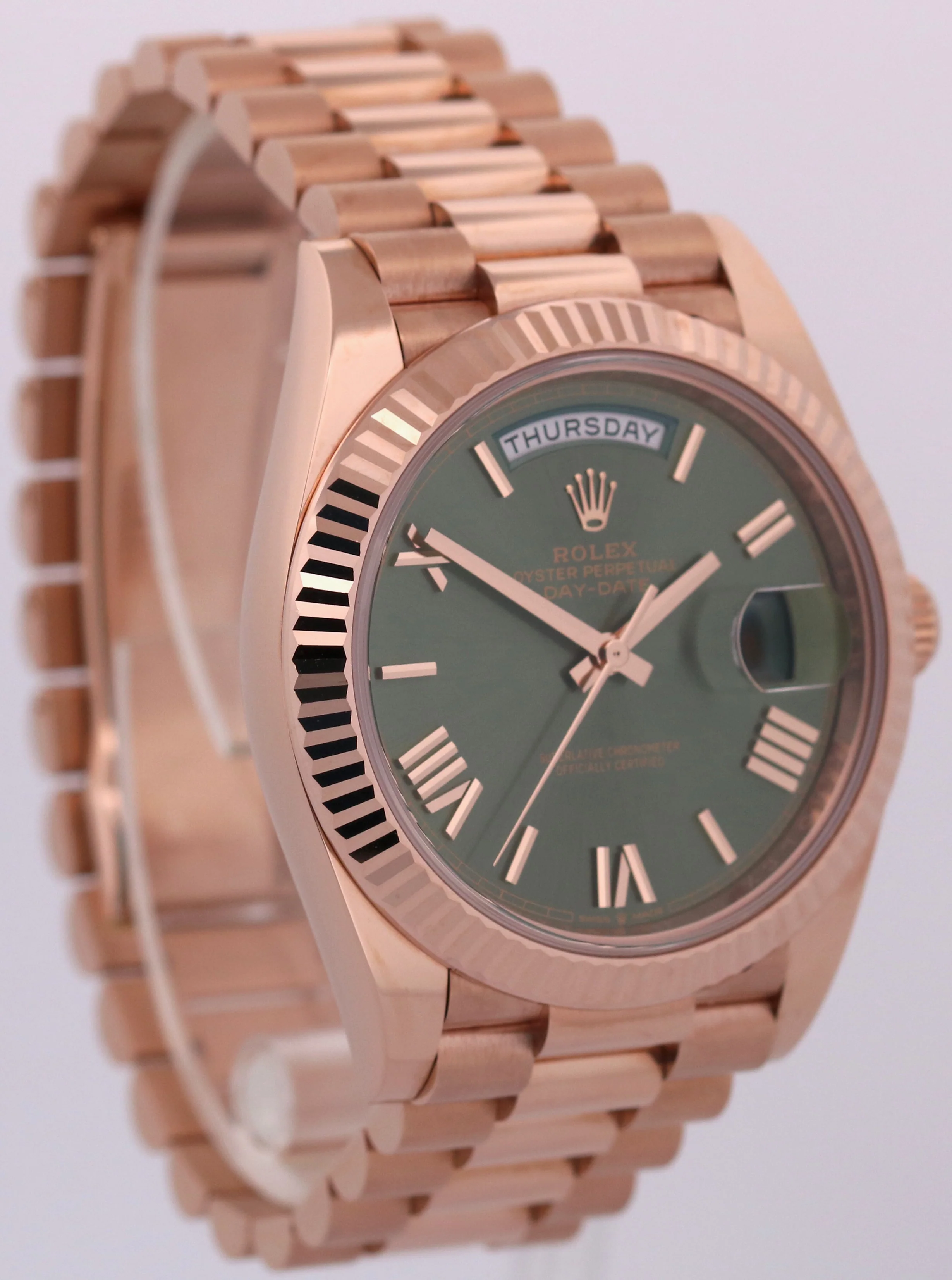 2024 PAPERS Rolex Day-Date President 40mm OLIVE GREEN 18K Rose Gold 228235 BOX - Image 4