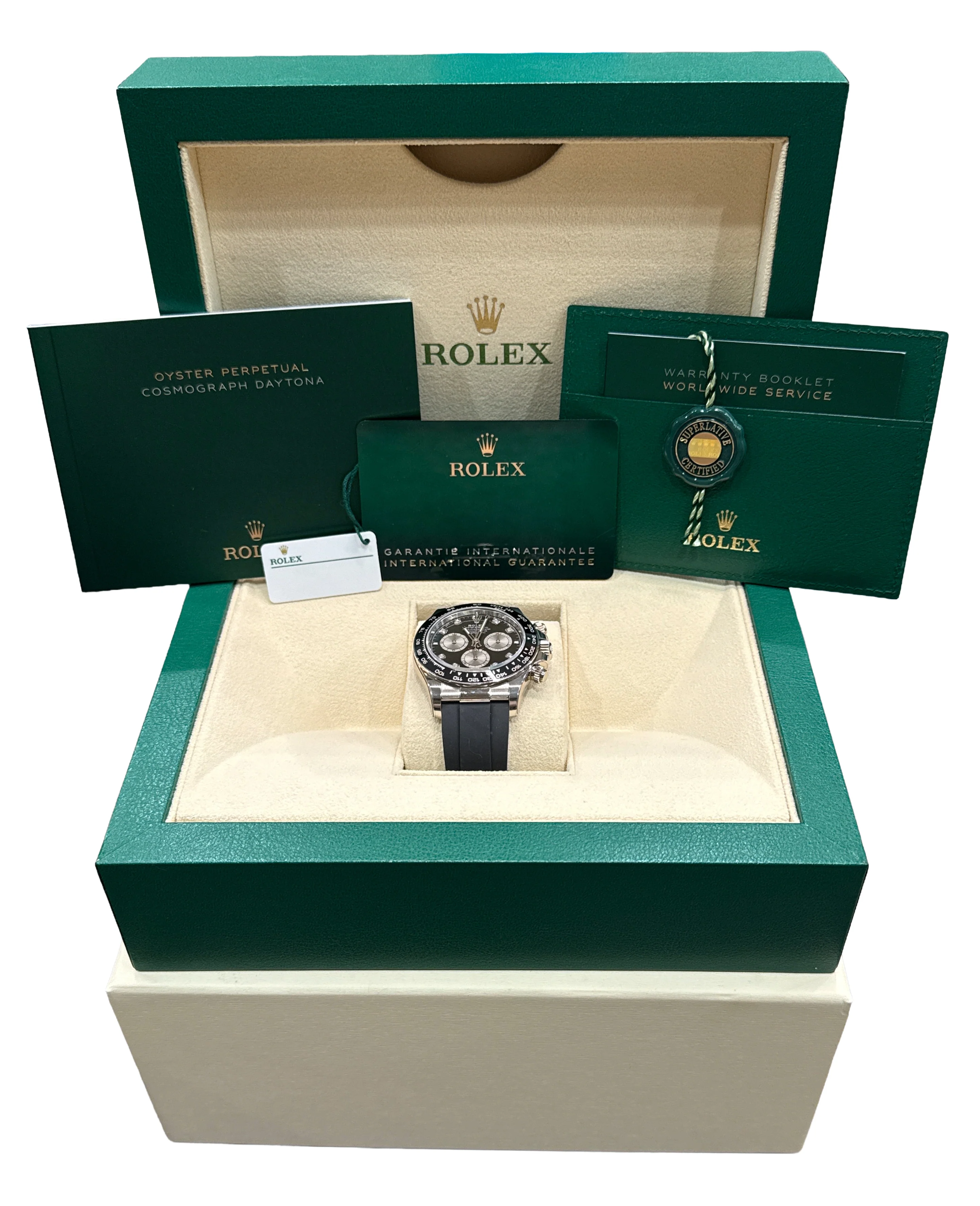 2024 PAPERS Rolex Daytona BLACK DIAMOND 18K Gold OYSTERFLEX 126519 LN Watch BOX - Image 2