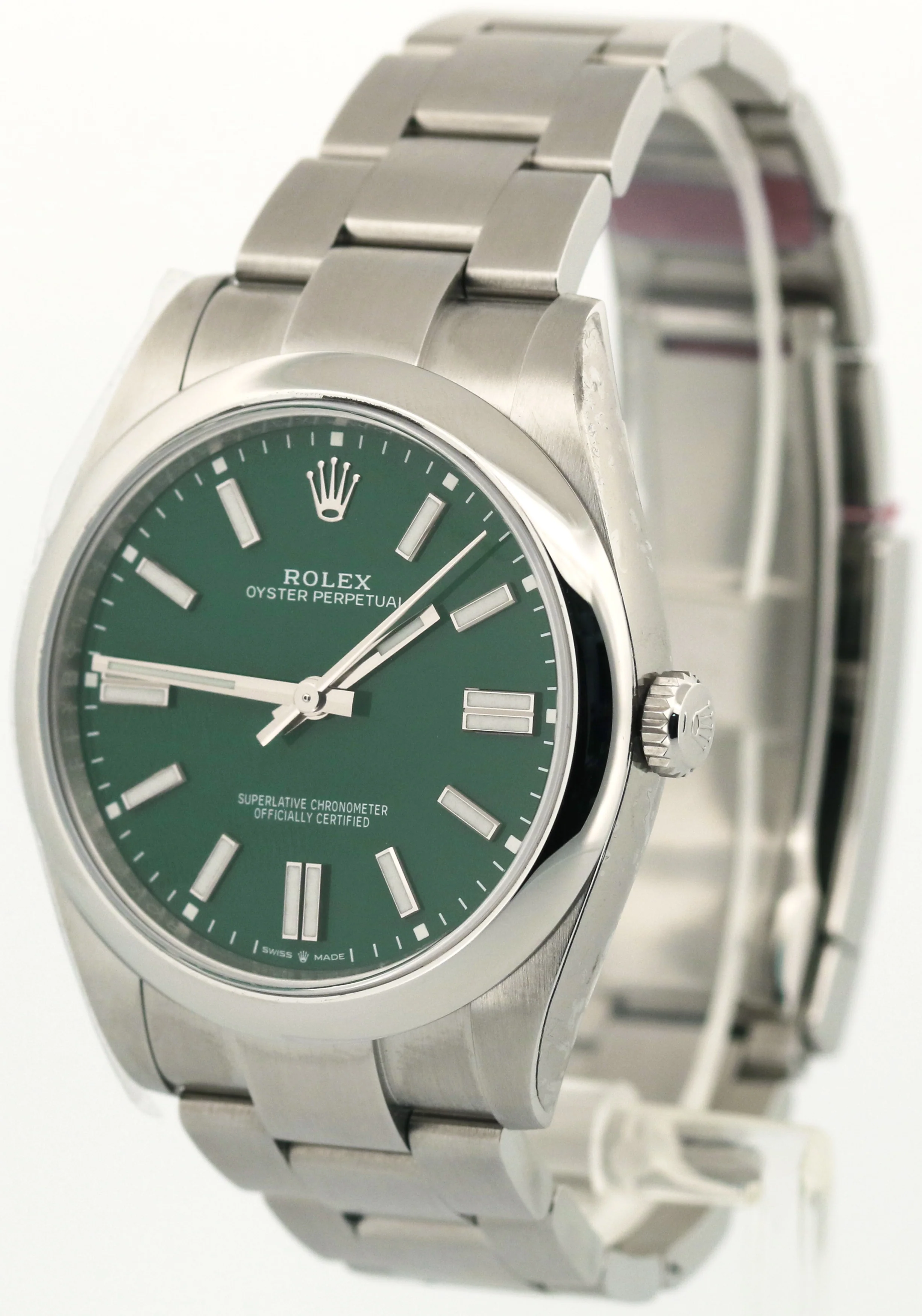 STICKERED 2024 PAPERS Rolex Oyster Perpetual 41 GREEN Steel 41mm 124300 BOX - Image 3