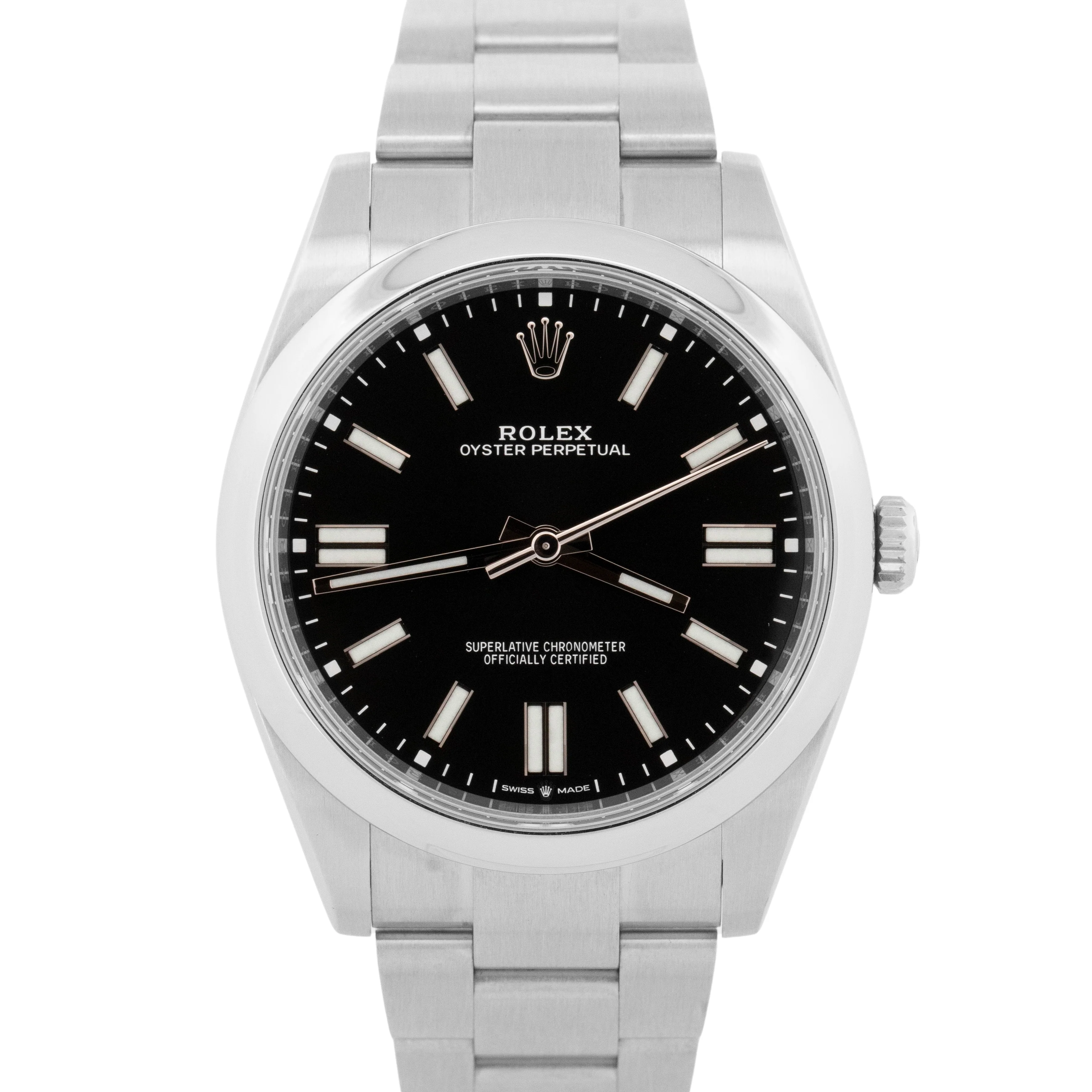 2024 PAPERS Rolex Oyster Perpetual 41mm BLACK Stainless Steel Watch 124300 BOX